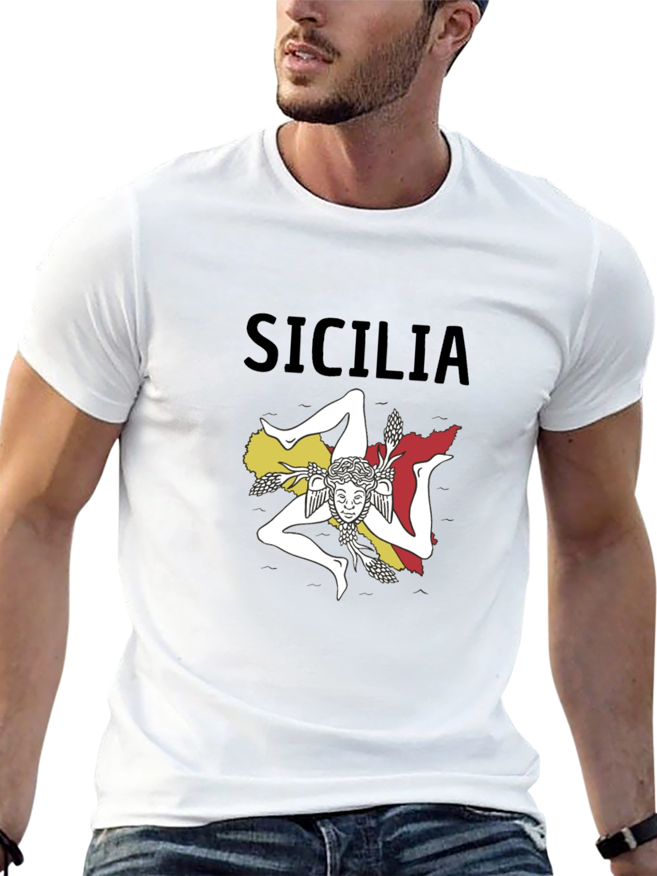 Sicilia T-Shirt: Sicilian Trinacria Design