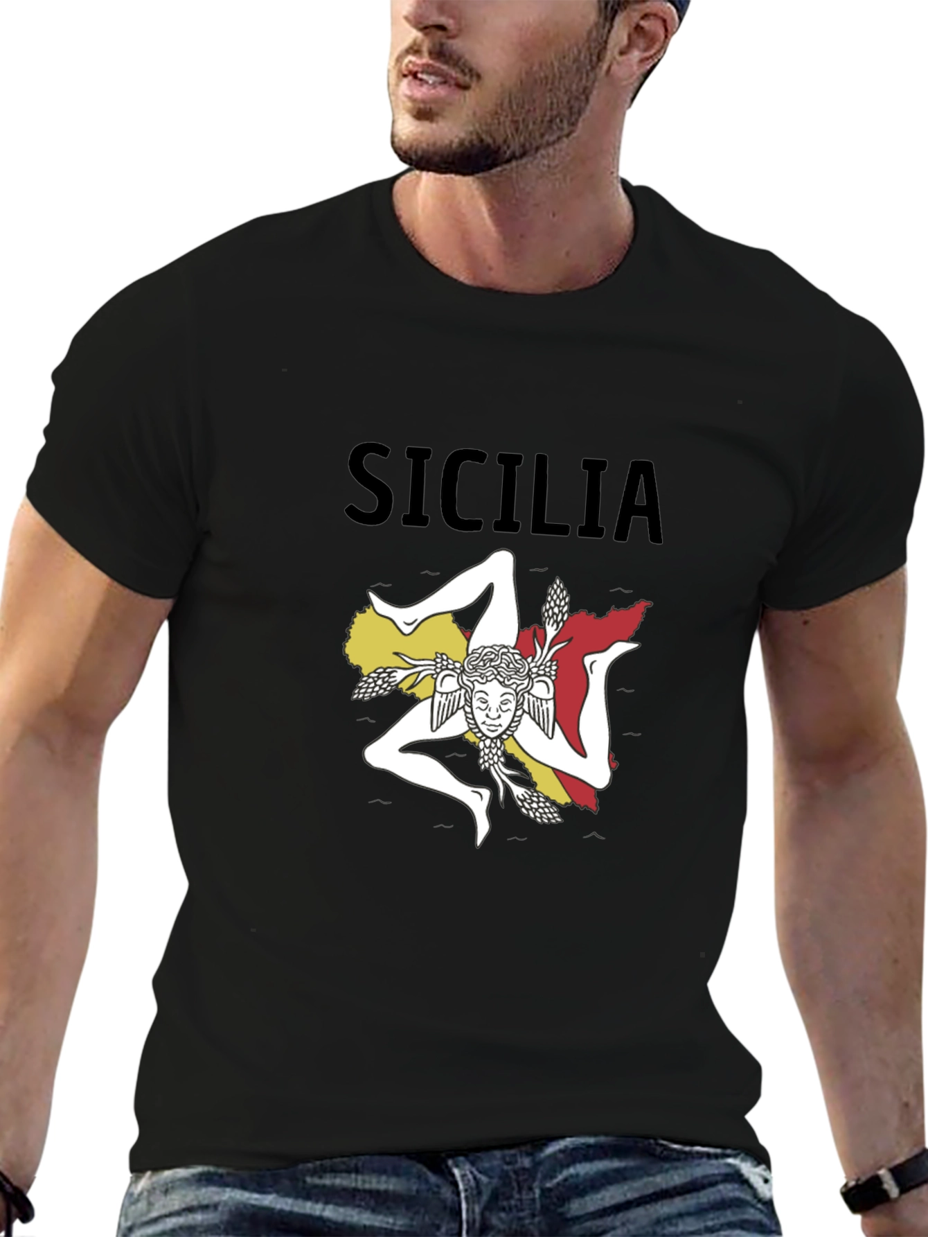 Sicilia T-Shirt: Sicilian Trinacria Design