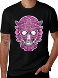 Floral Sugar Skull Graphic Tee - Black