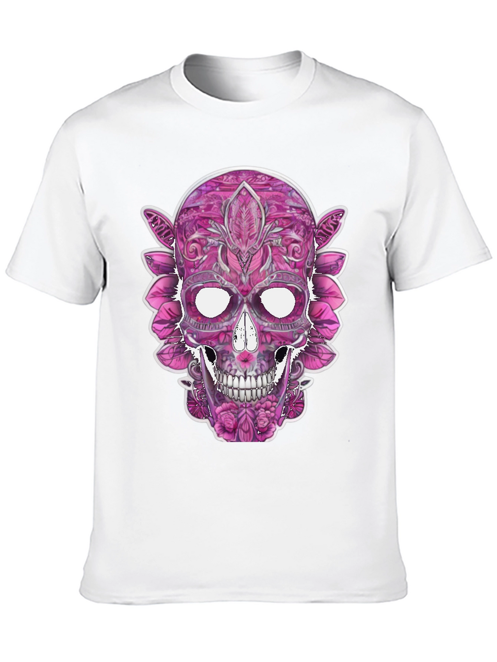 Floral Sugar Skull Graphic Tee - Black