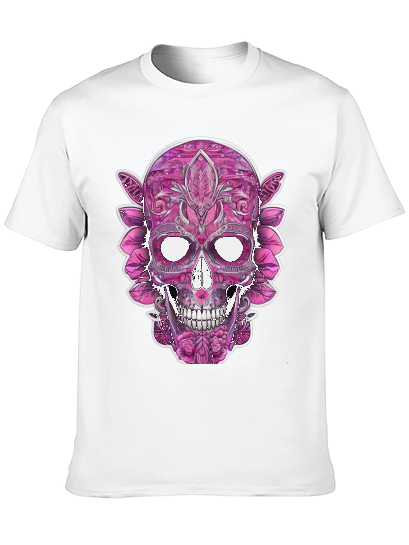 Floral Sugar Skull Graphic Tee - Black