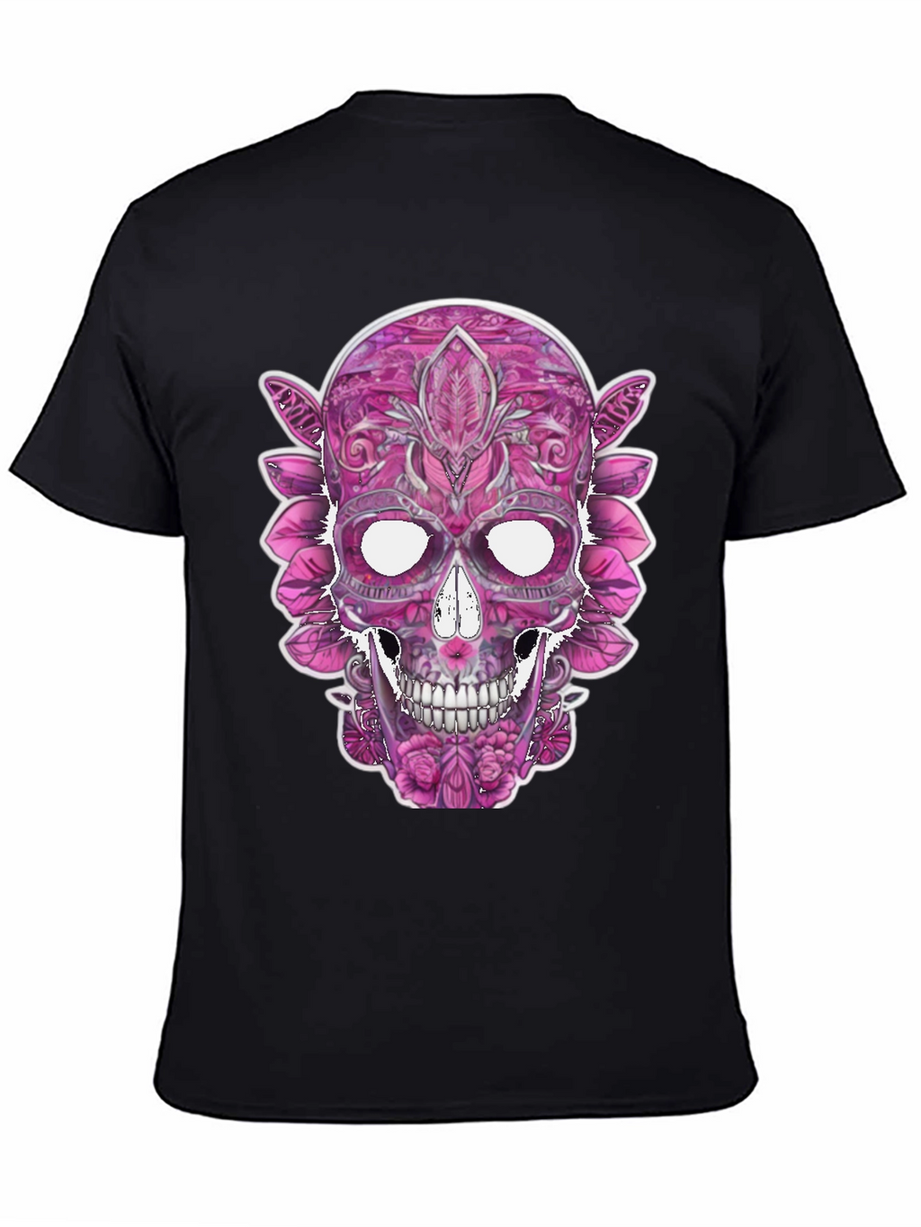 Floral Sugar Skull Graphic Tee - Black