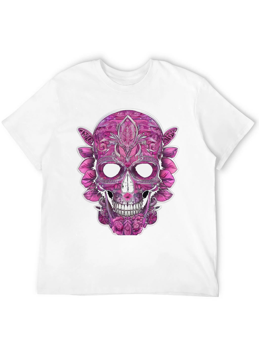 Floral Sugar Skull Graphic Tee - Black