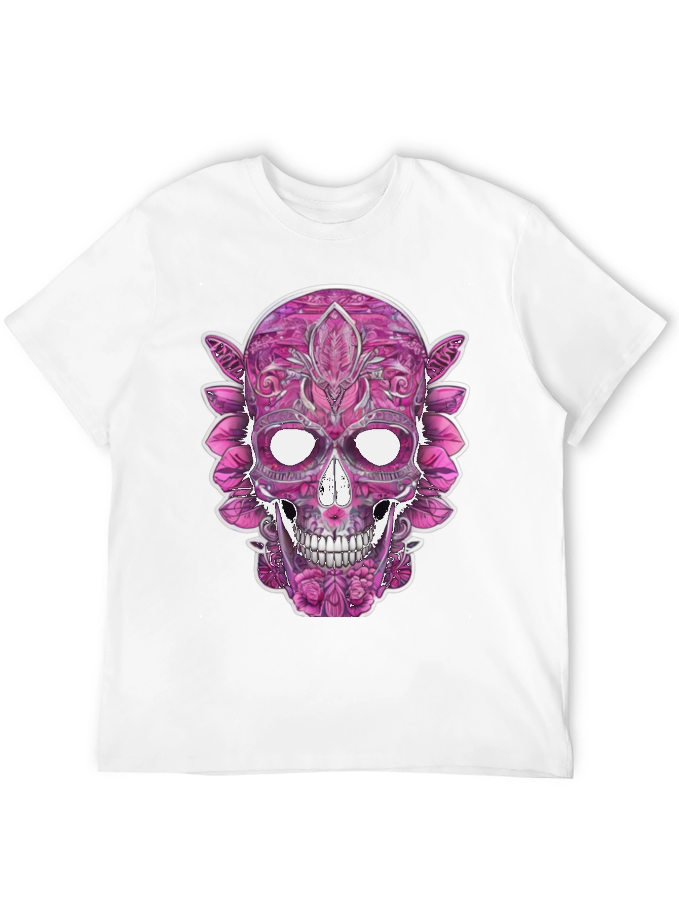 Floral Sugar Skull Graphic Tee - Black