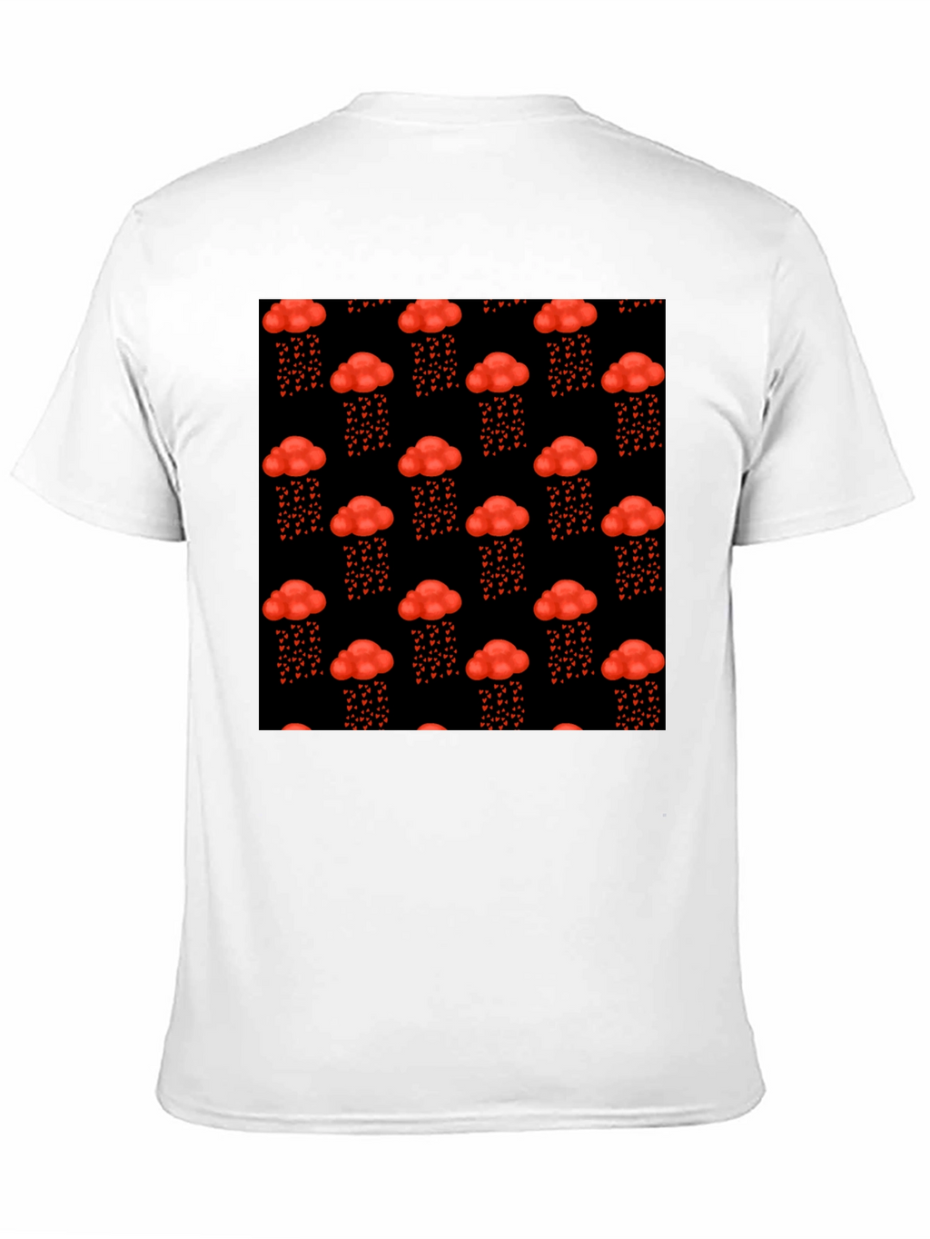 Red Cloud Heart Rain Black T-Shirt