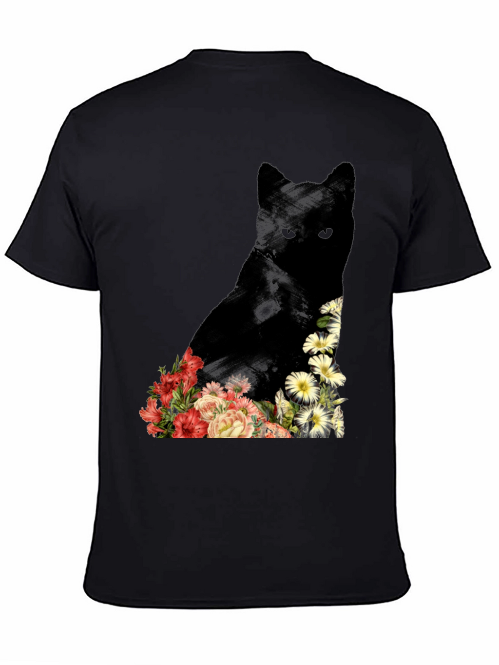Floral Cat Graphic Tee - Unique Design