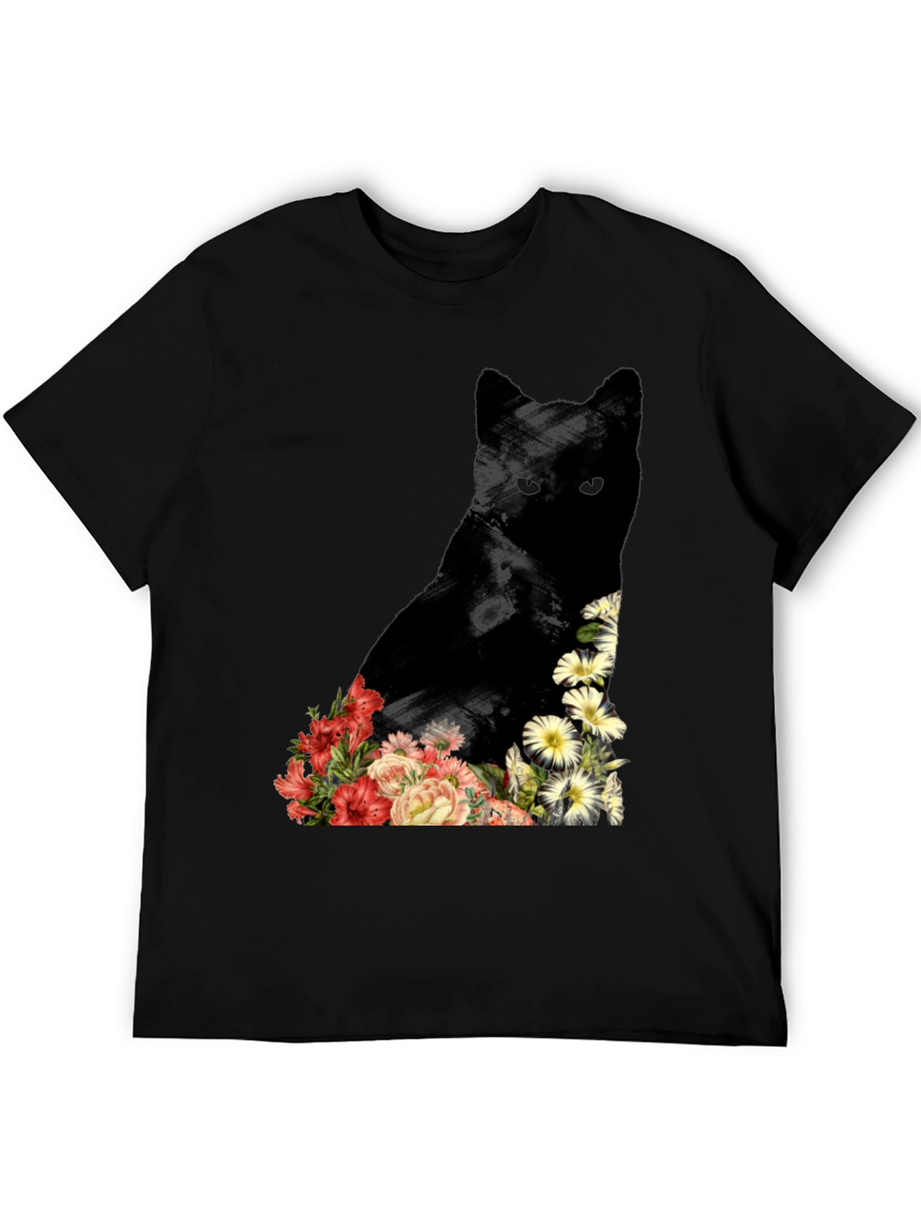 Floral Cat Graphic Tee - Unique Design