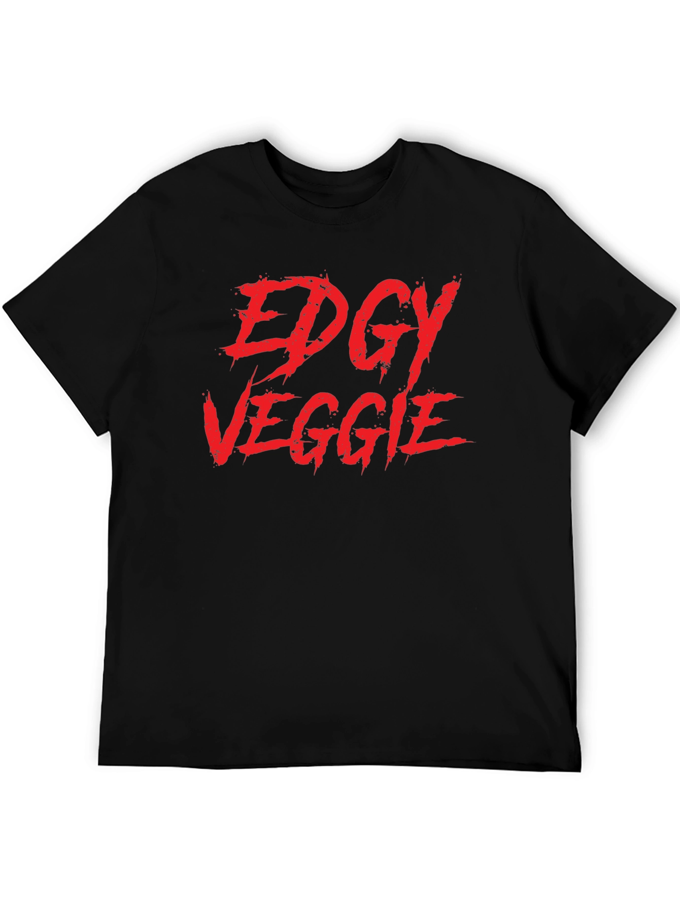 Edgy Veggie Graphic T-Shirt - Black Cotton Blend