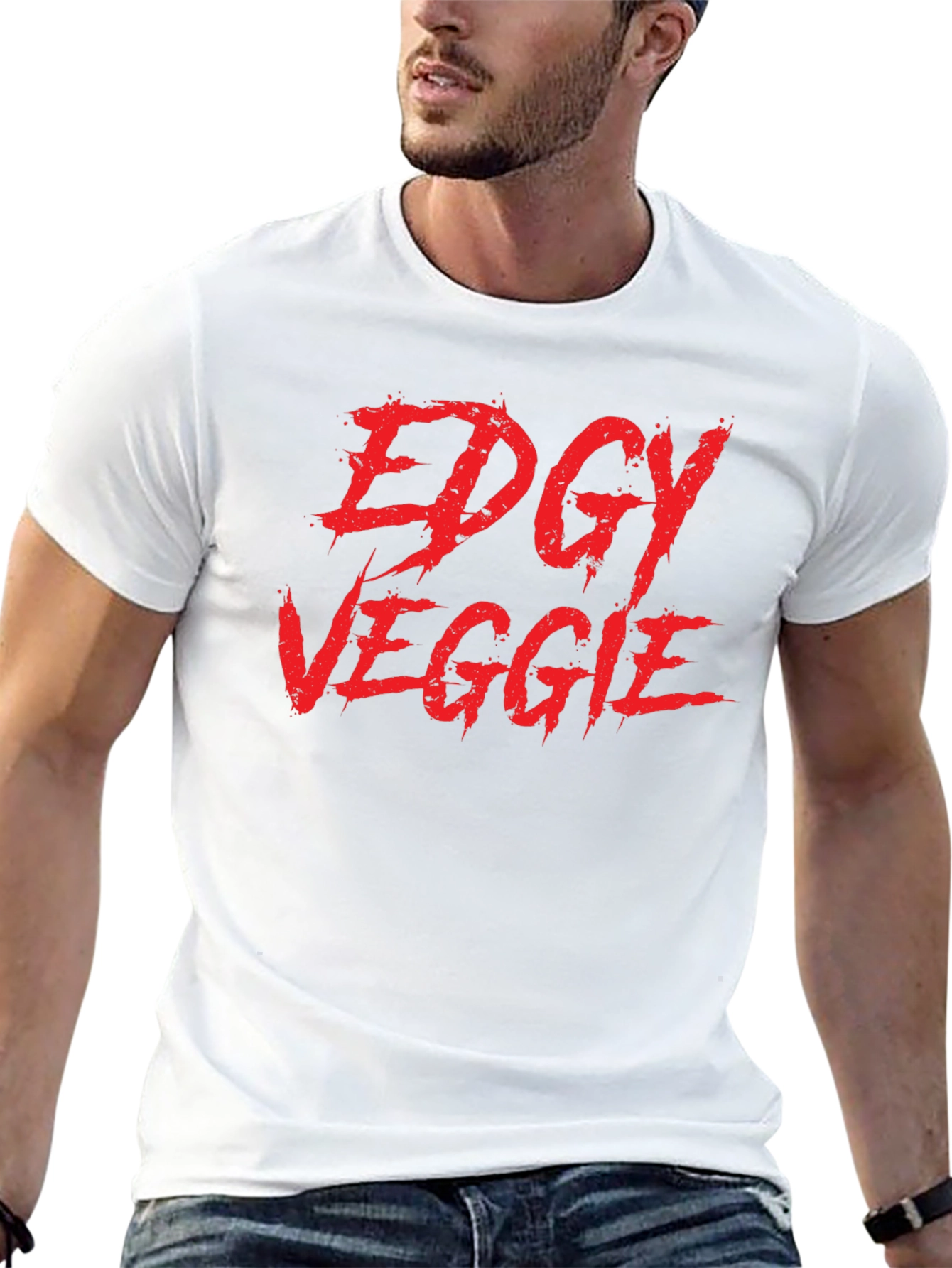 Edgy Veggie Graphic T-Shirt - Black Cotton Blend