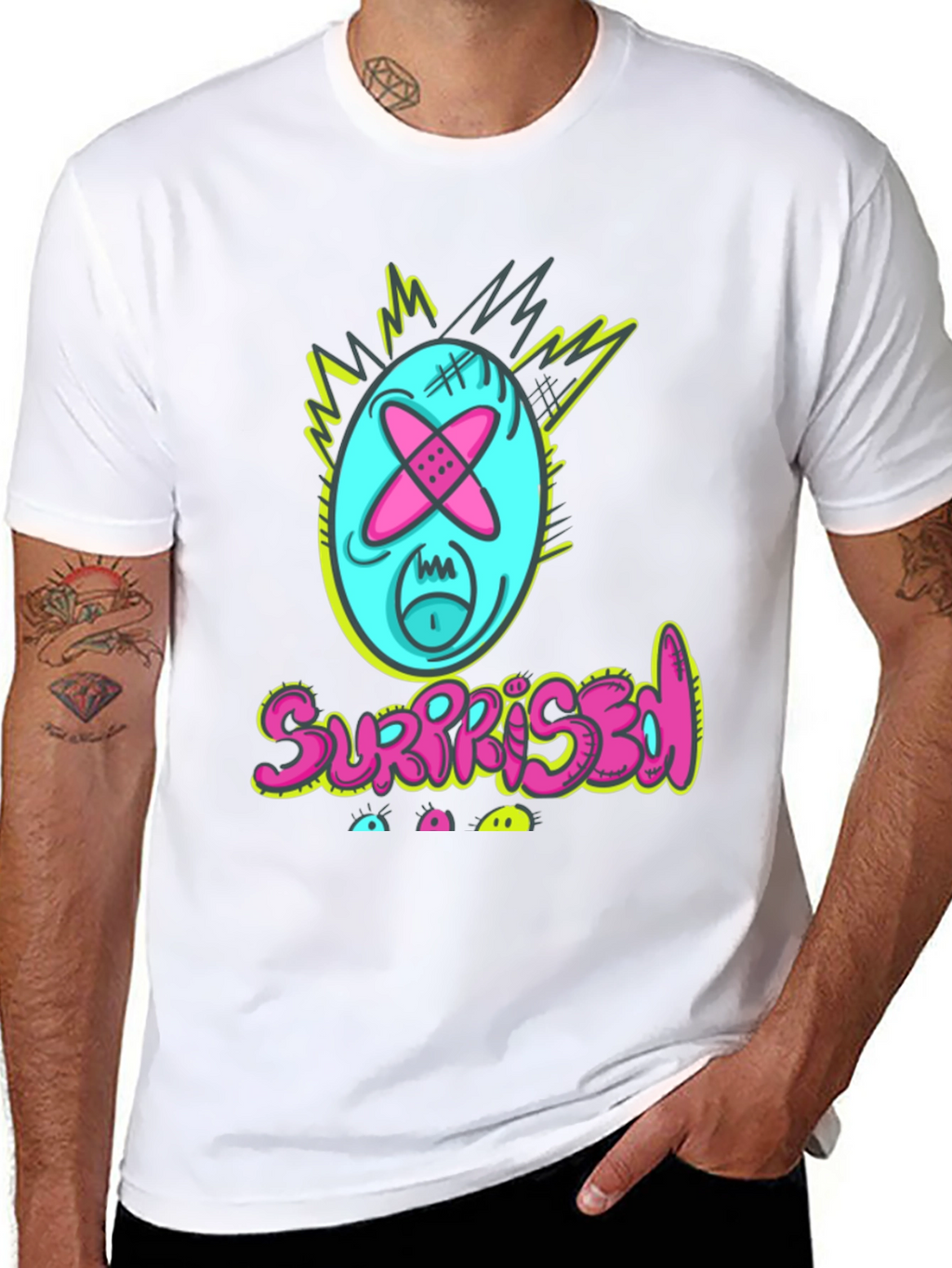 Surprised Graphic Tee - Funny Cartoon Character