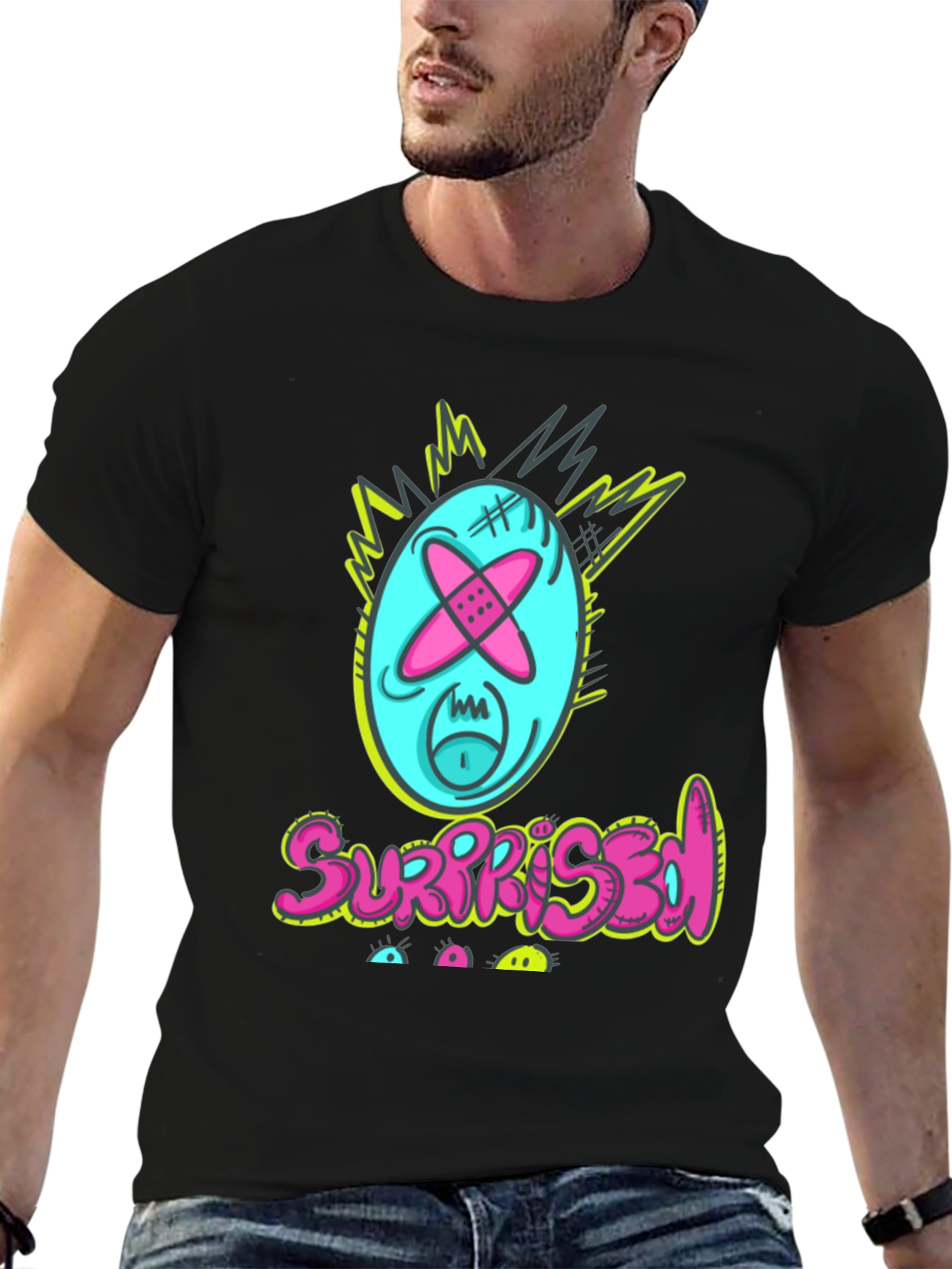 Surprised Graphic Tee - Funny Cartoon Character