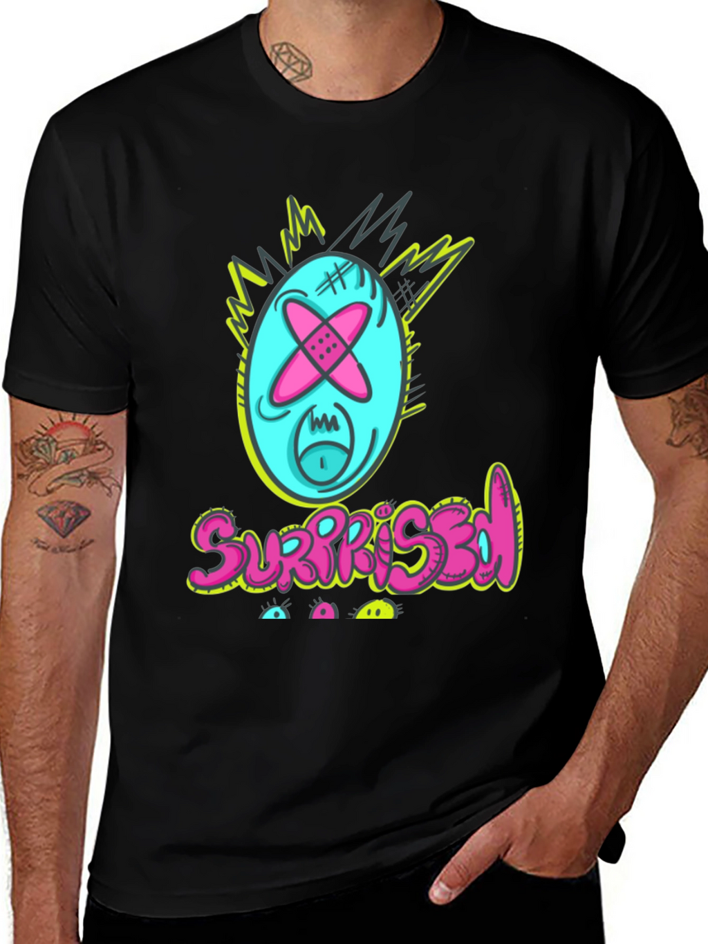 Surprised Graphic Tee - Funny Cartoon Character