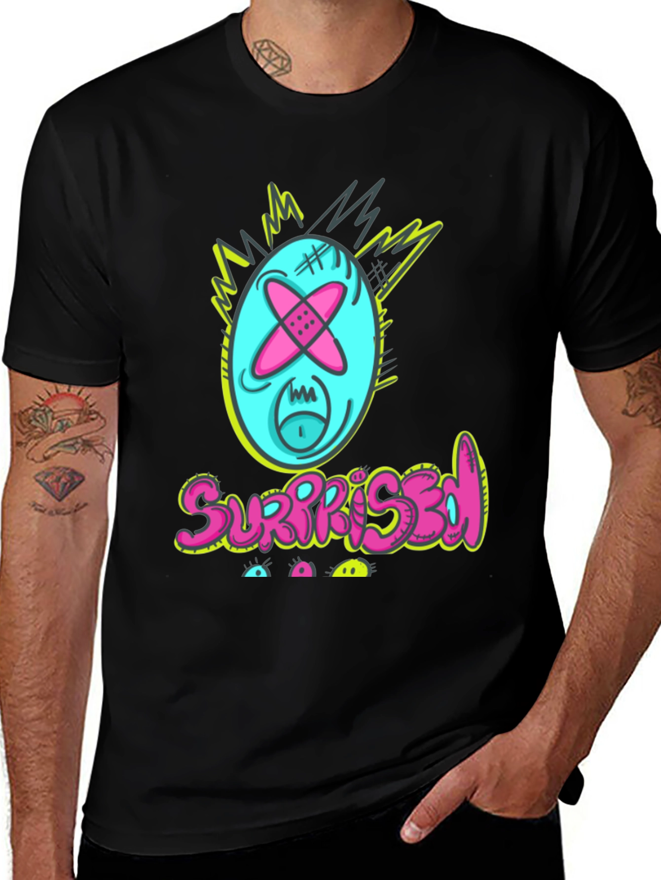 Surprised Graphic Tee - Funny Cartoon Character