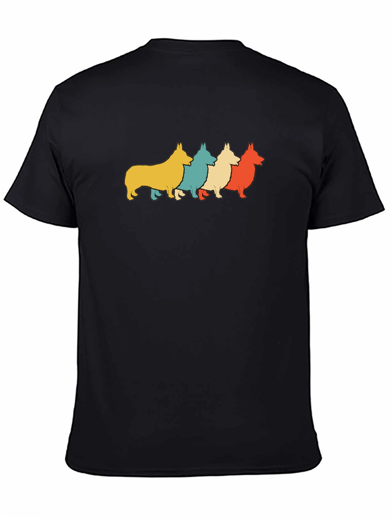 Retro Corgi Dog Graphic Tee - Mens Black T-Shirt