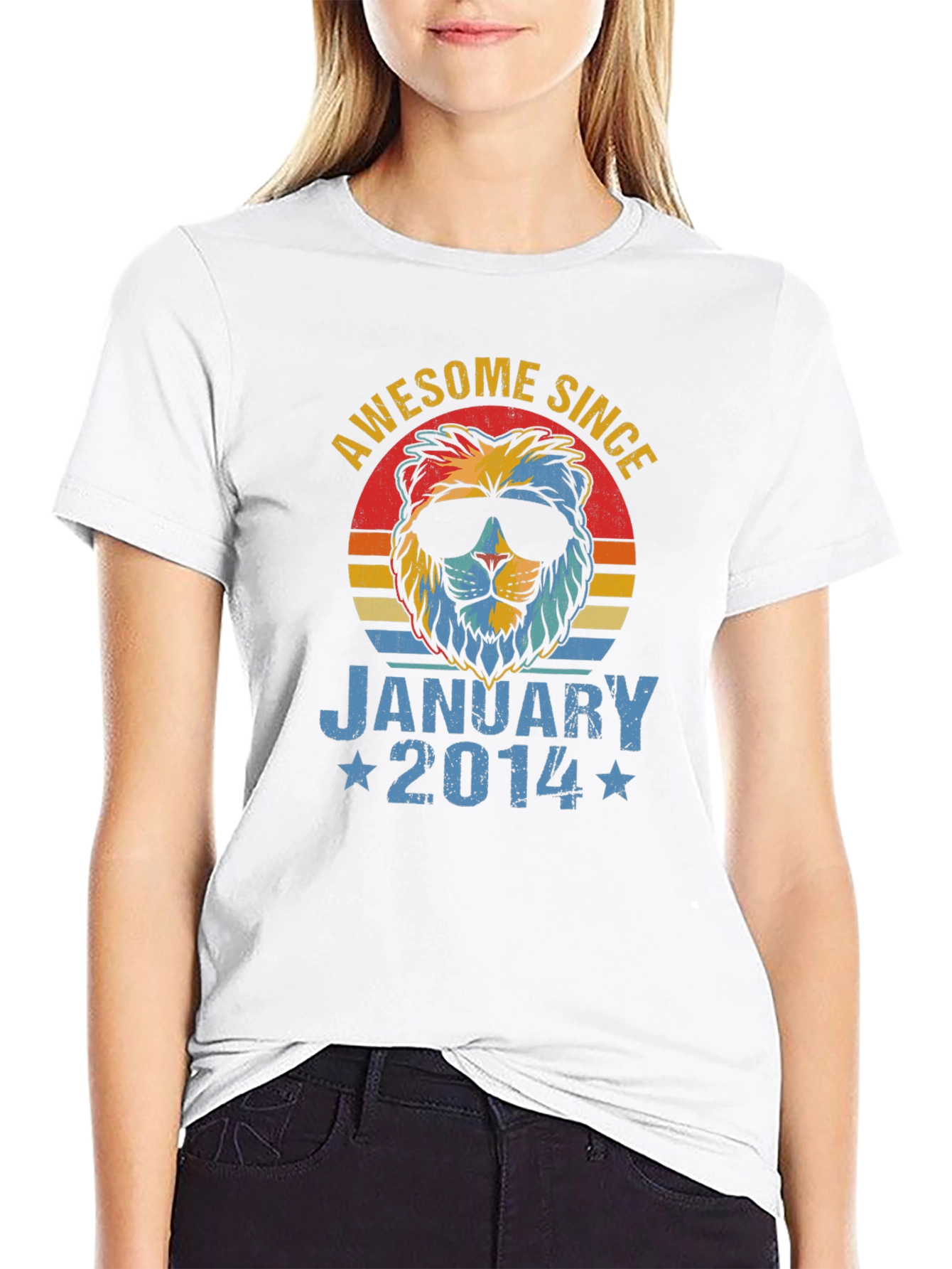 Awesome Since January 2014 Lion Graphic T-Shirt