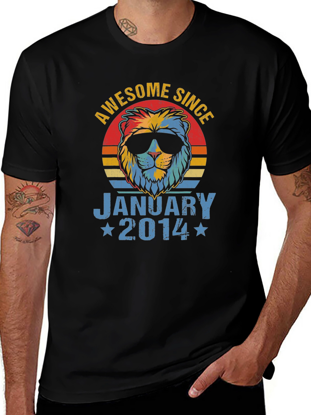Awesome Since January 2014 Lion Graphic T-Shirt