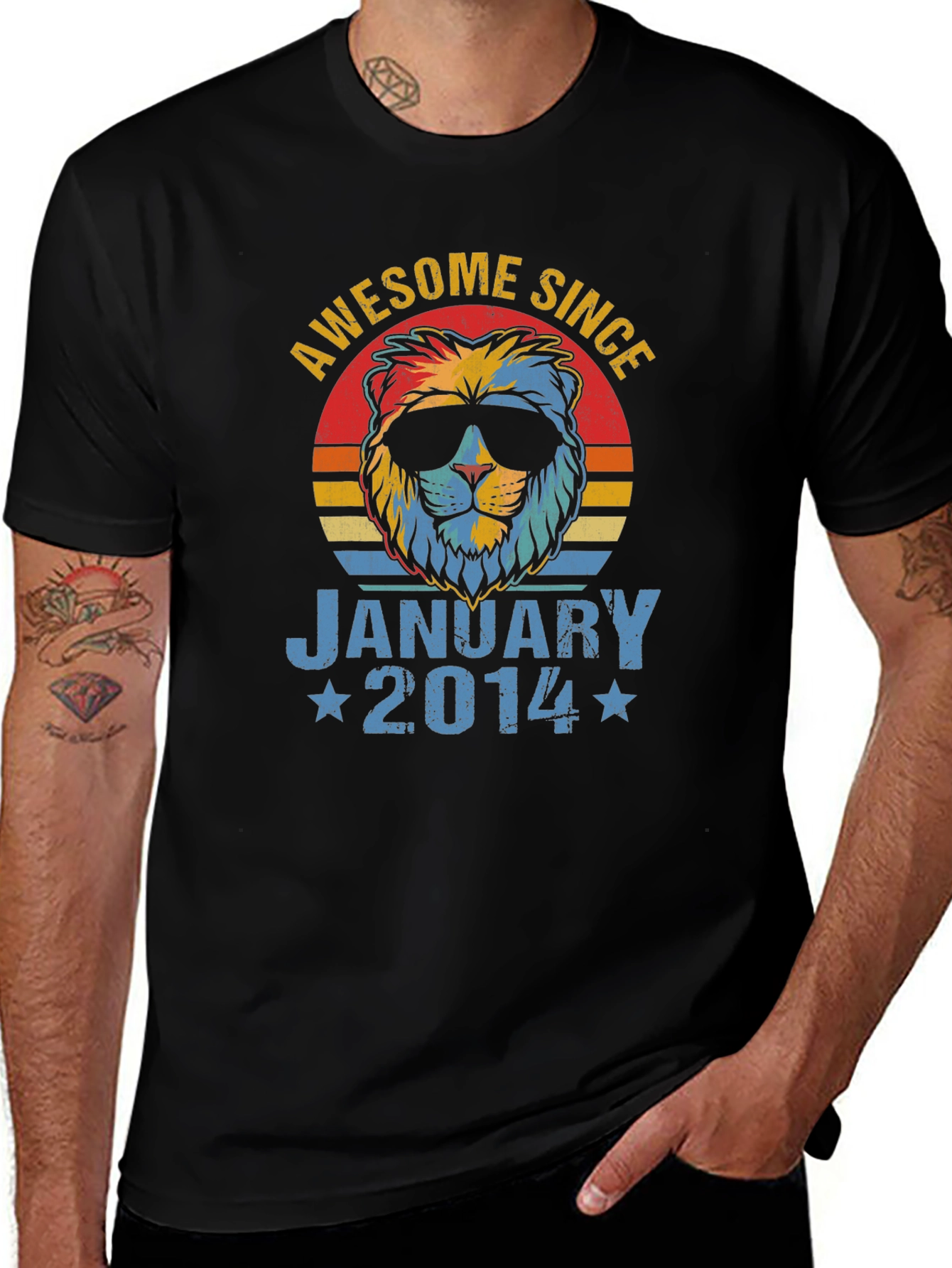 Awesome Since January 2014 Lion Graphic T-Shirt