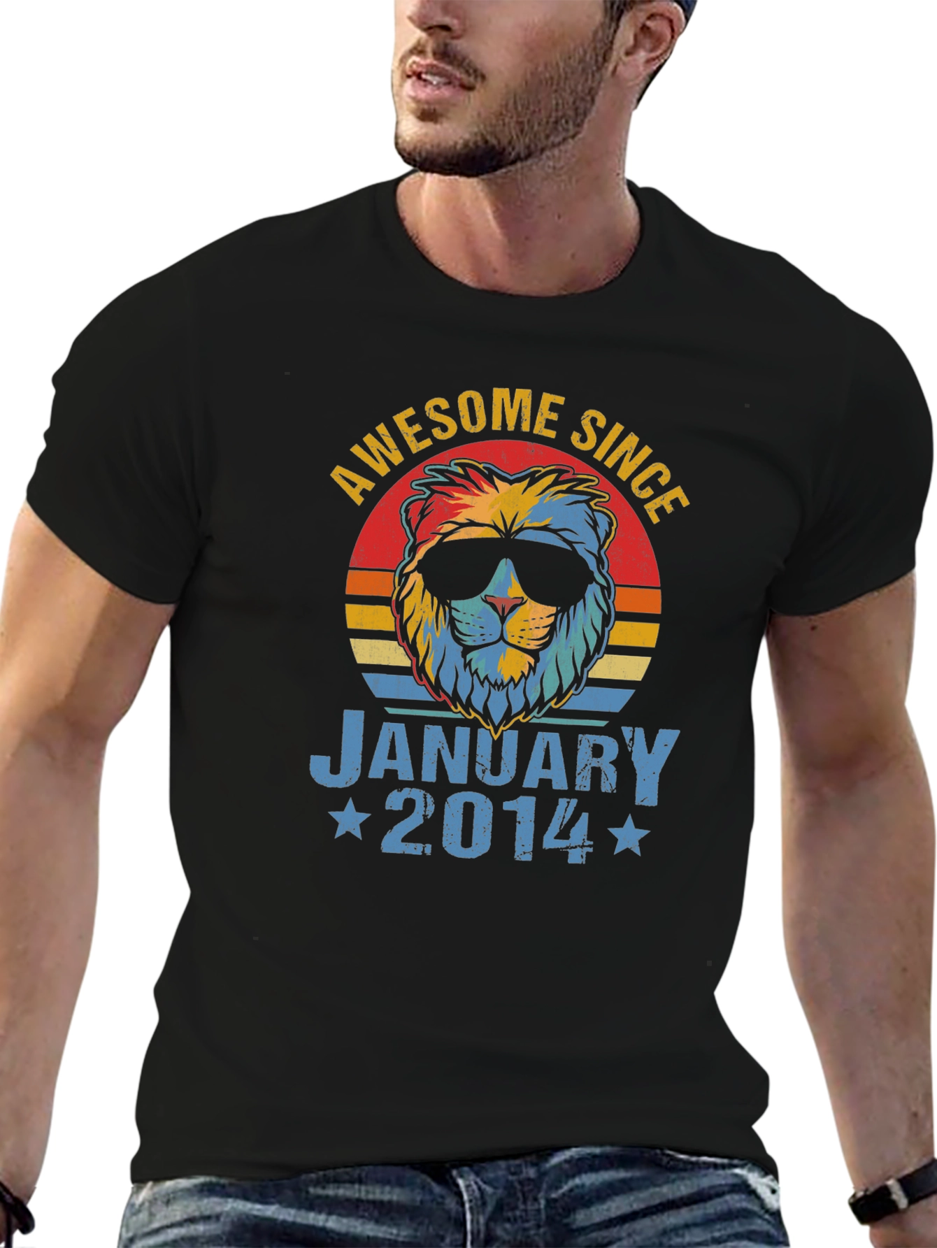 Awesome Since January 2014 Lion Graphic T-Shirt