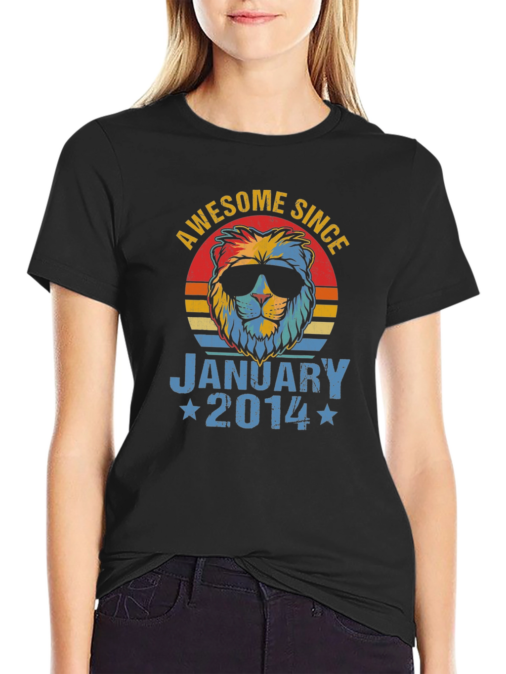 Awesome Since January 2014 Lion Graphic T-Shirt