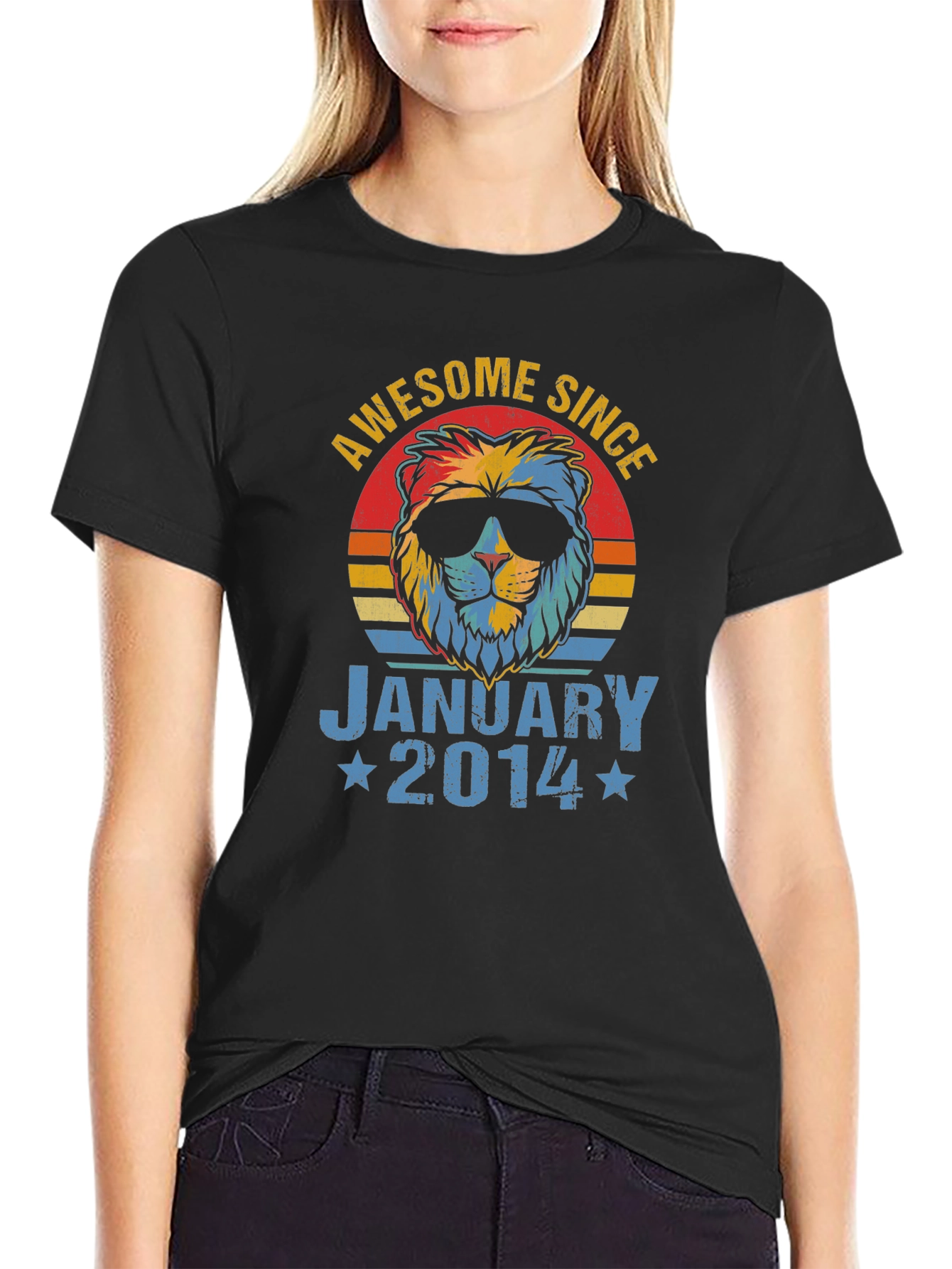 Awesome Since January 2014 Lion Graphic T-Shirt