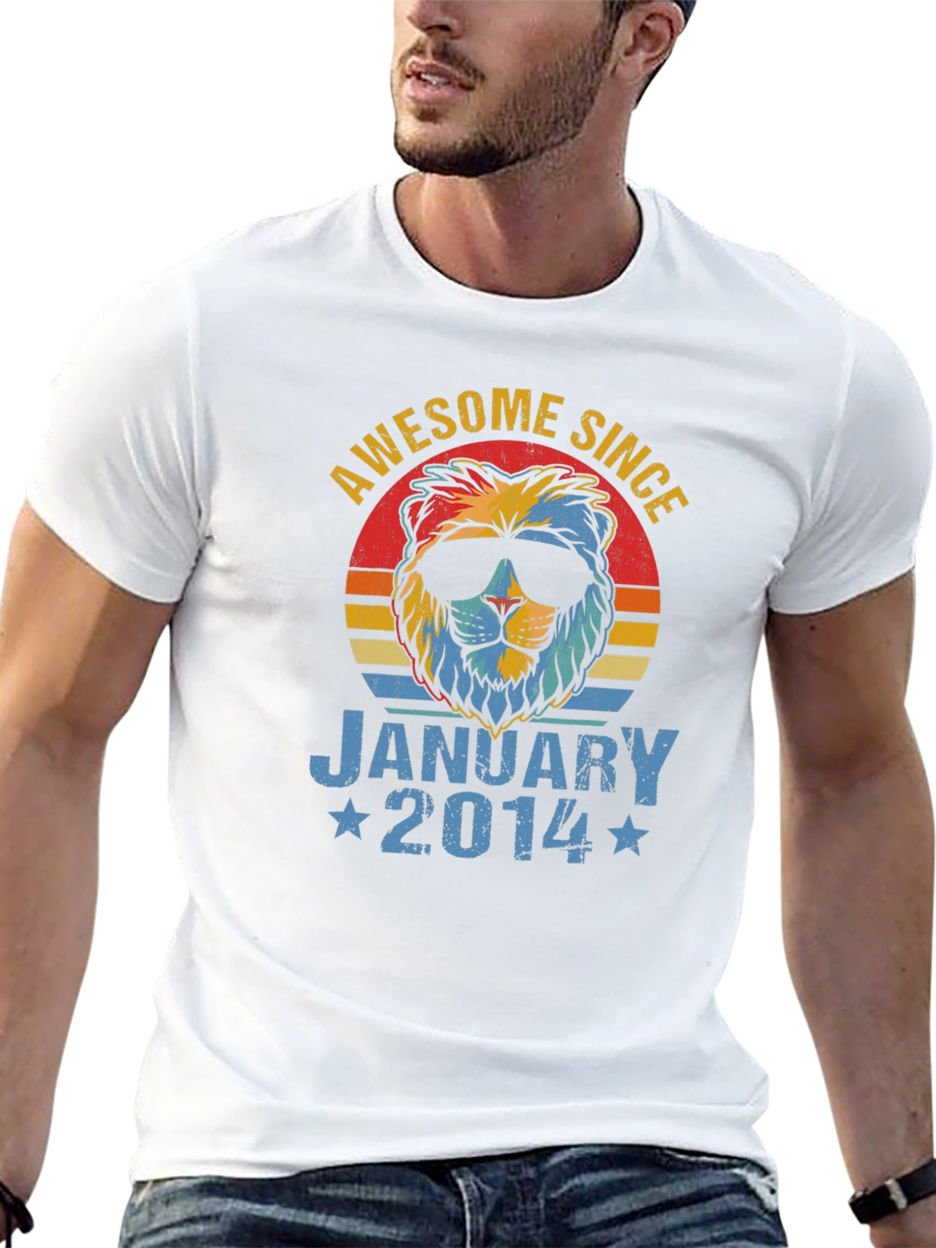Awesome Since January 2014 Lion Graphic T-Shirt