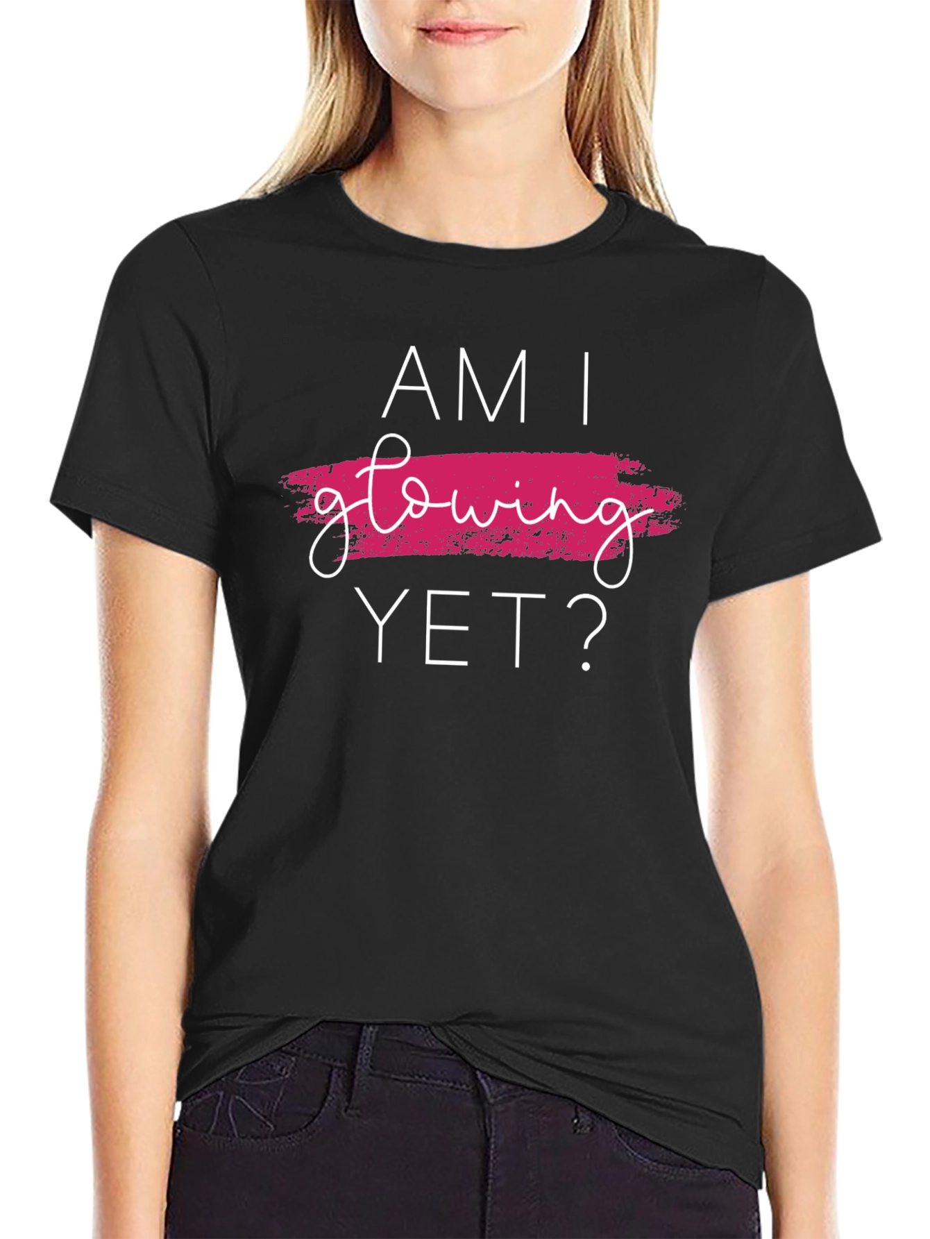 Am I Glowing Yet? Graphic Tee - Trendy Black T-Shirt
