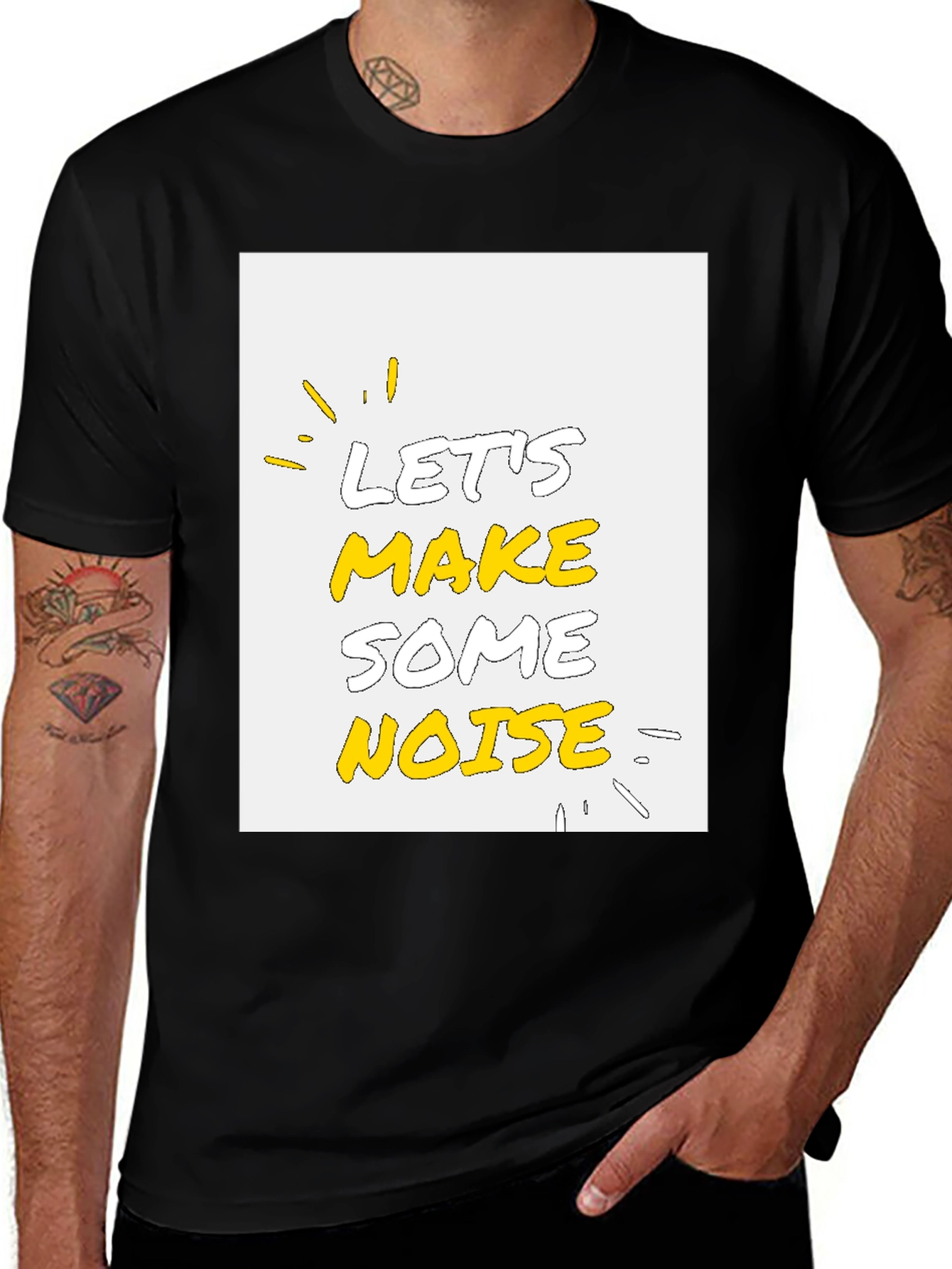 Lets Make Some Noise Graphic Tee - Black Cotton T-Shirt
