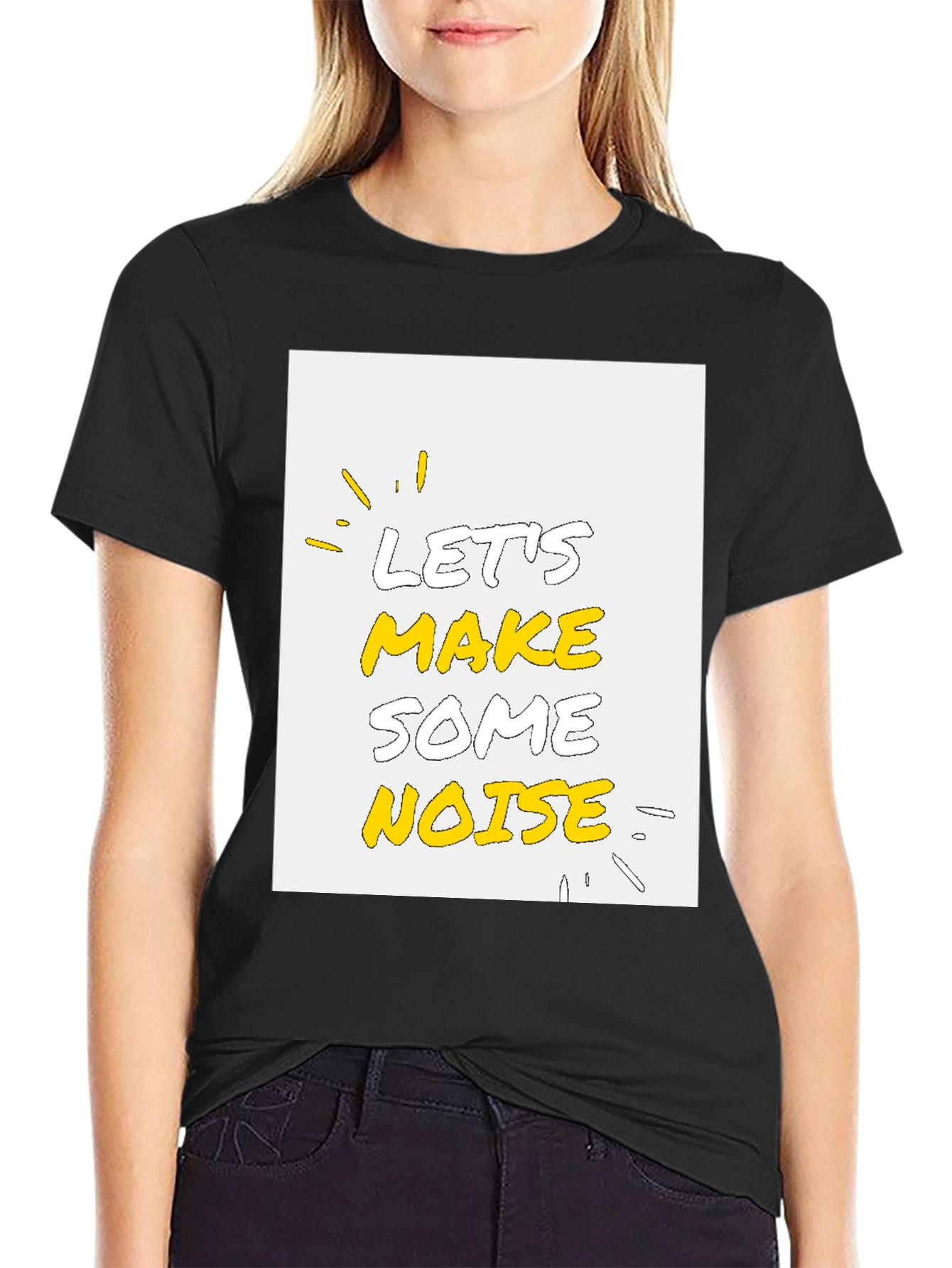 Lets Make Some Noise Graphic Tee - Black Cotton T-Shirt