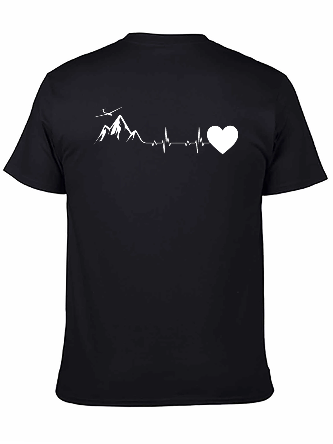 Gliding Heartbeat Mountain Black T-Shirt