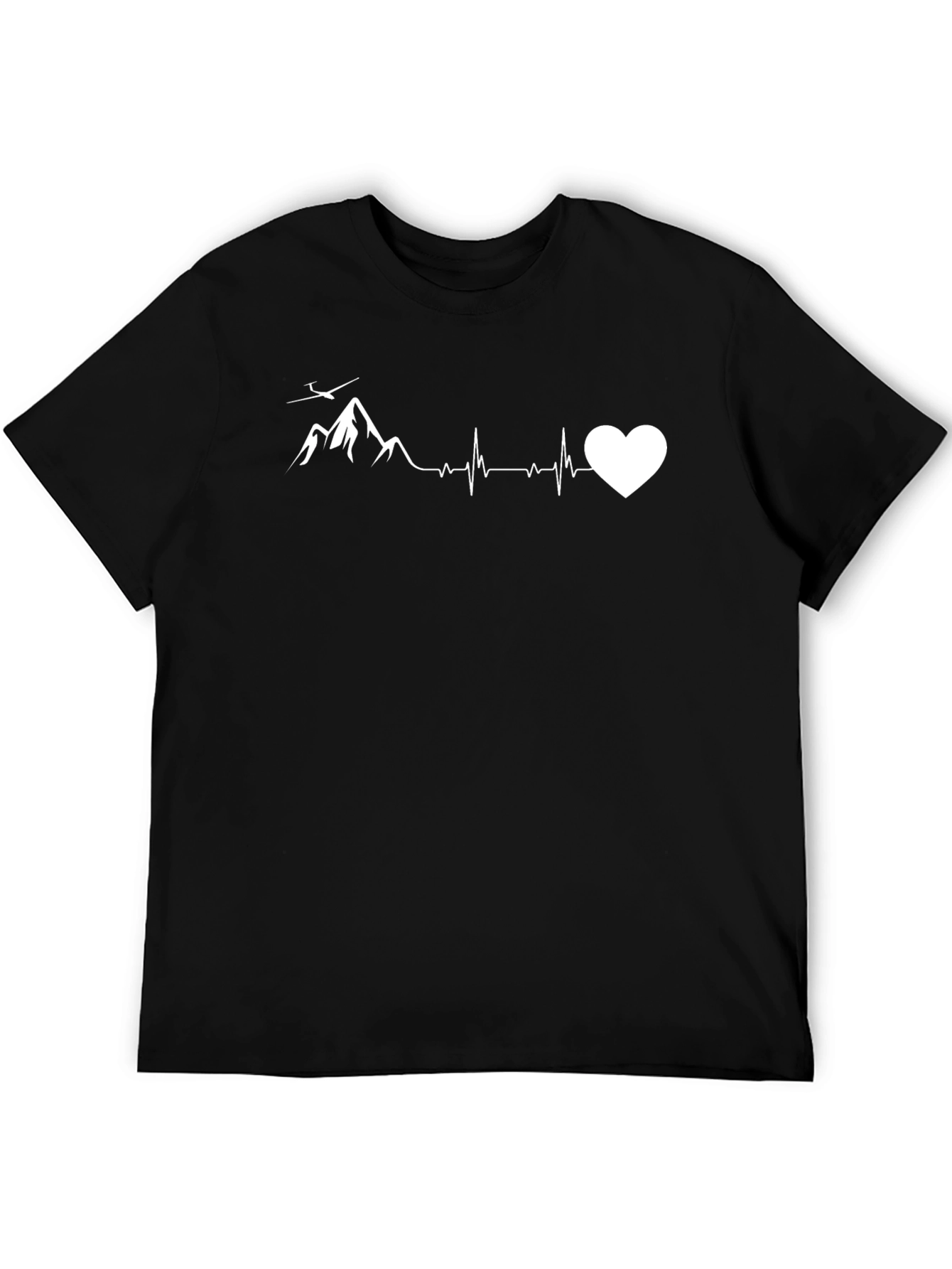 Gliding Heartbeat Mountain Black T-Shirt
