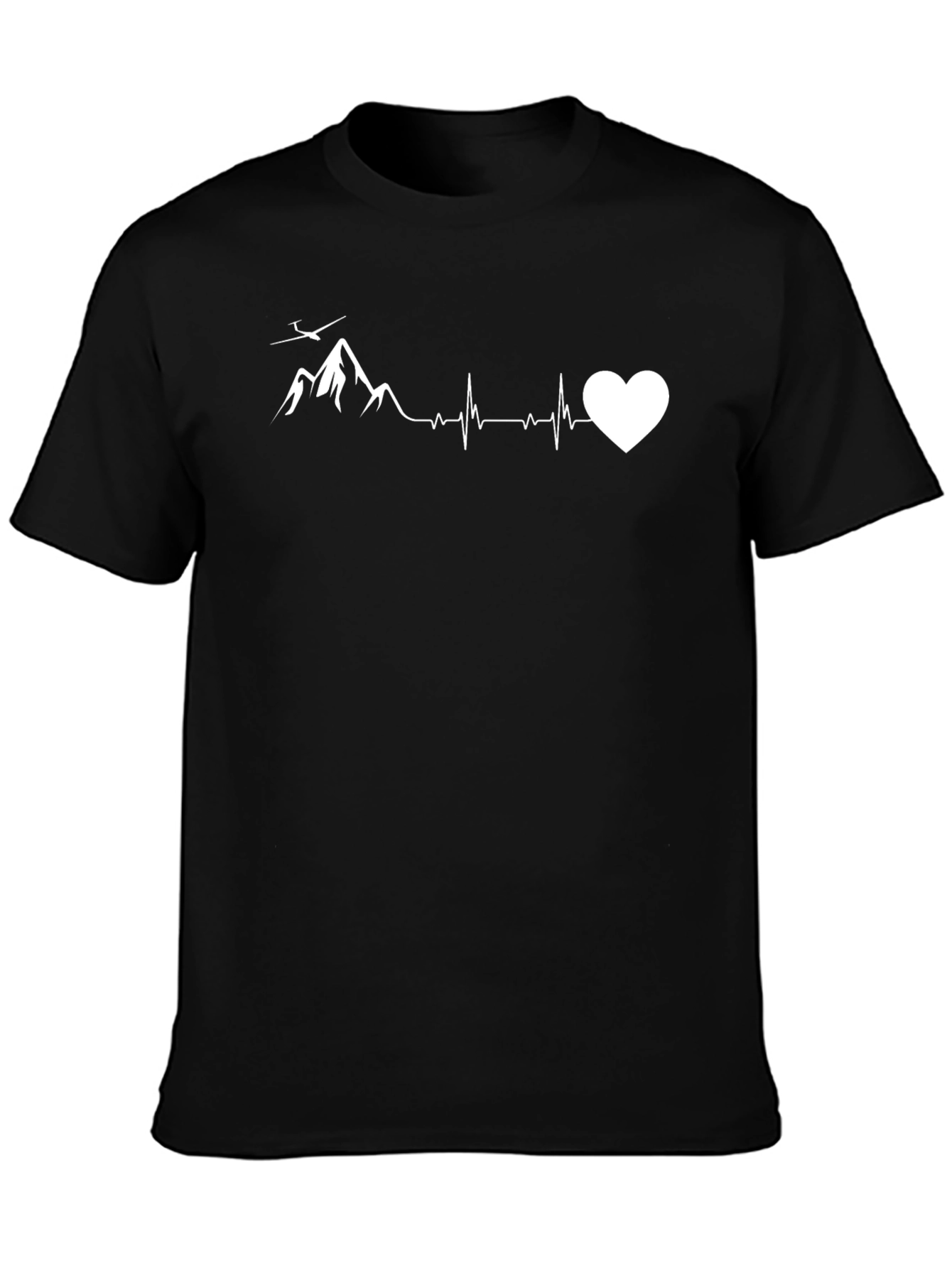 Gliding Heartbeat Mountain Black T-Shirt