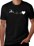 Gliding Heartbeat Mountain Black T-Shirt