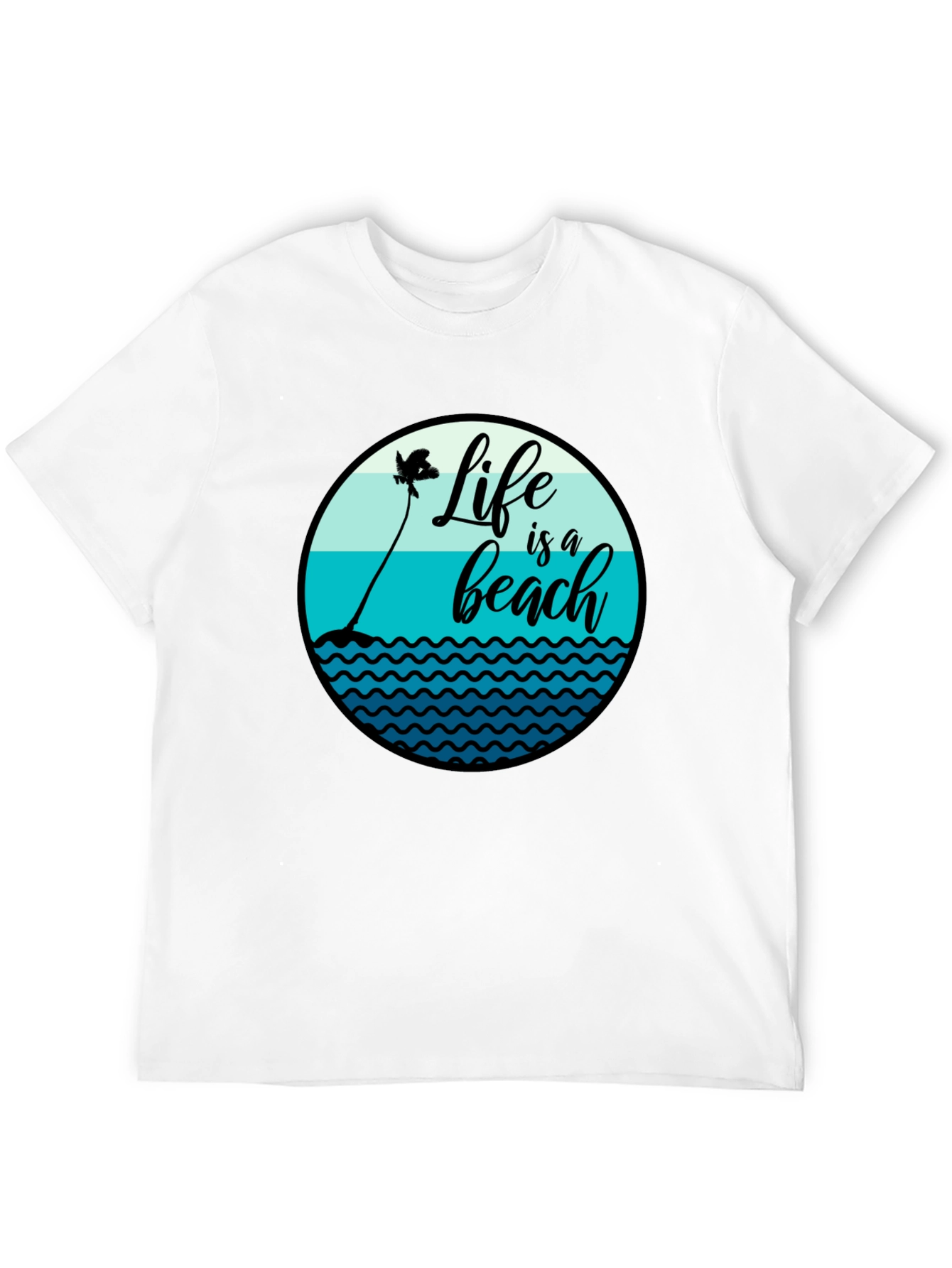 Life is a Beach T-Shirt - Black Cotton Tee