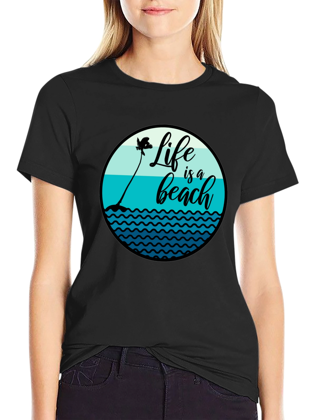 Life is a Beach T-Shirt - Black Cotton Tee