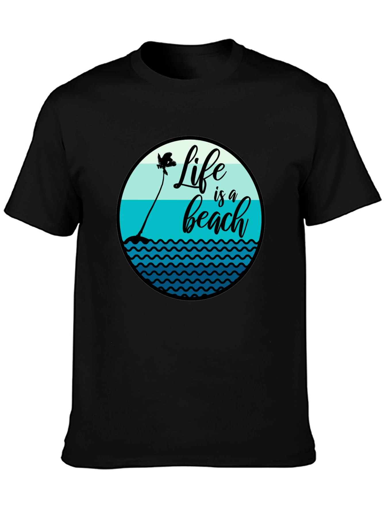 Life is a Beach T-Shirt - Black Cotton Tee