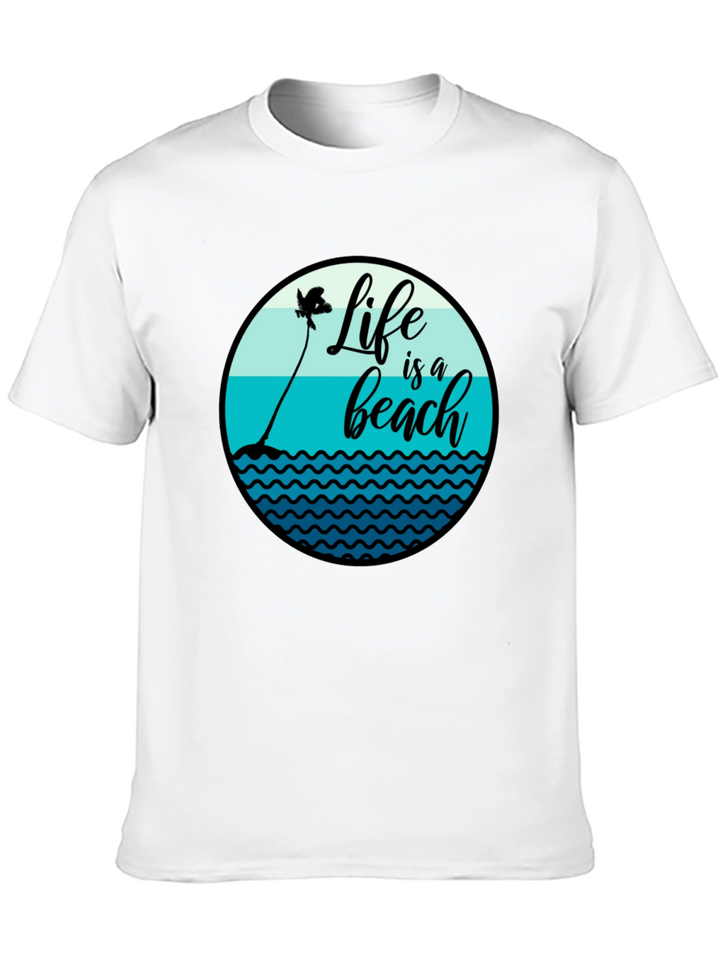 Life is a Beach T-Shirt - Black Cotton Tee