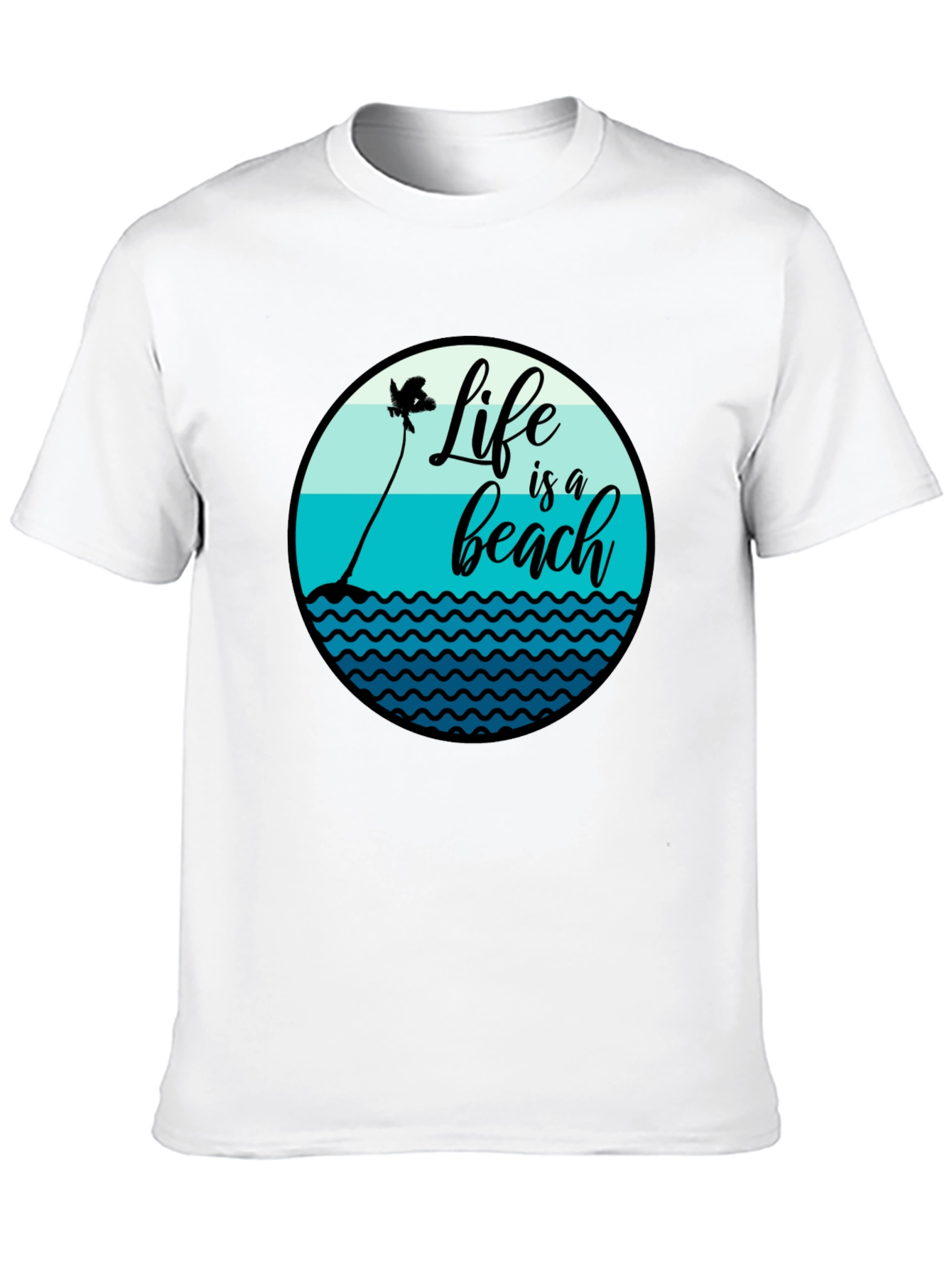 Life is a Beach T-Shirt - Black Cotton Tee