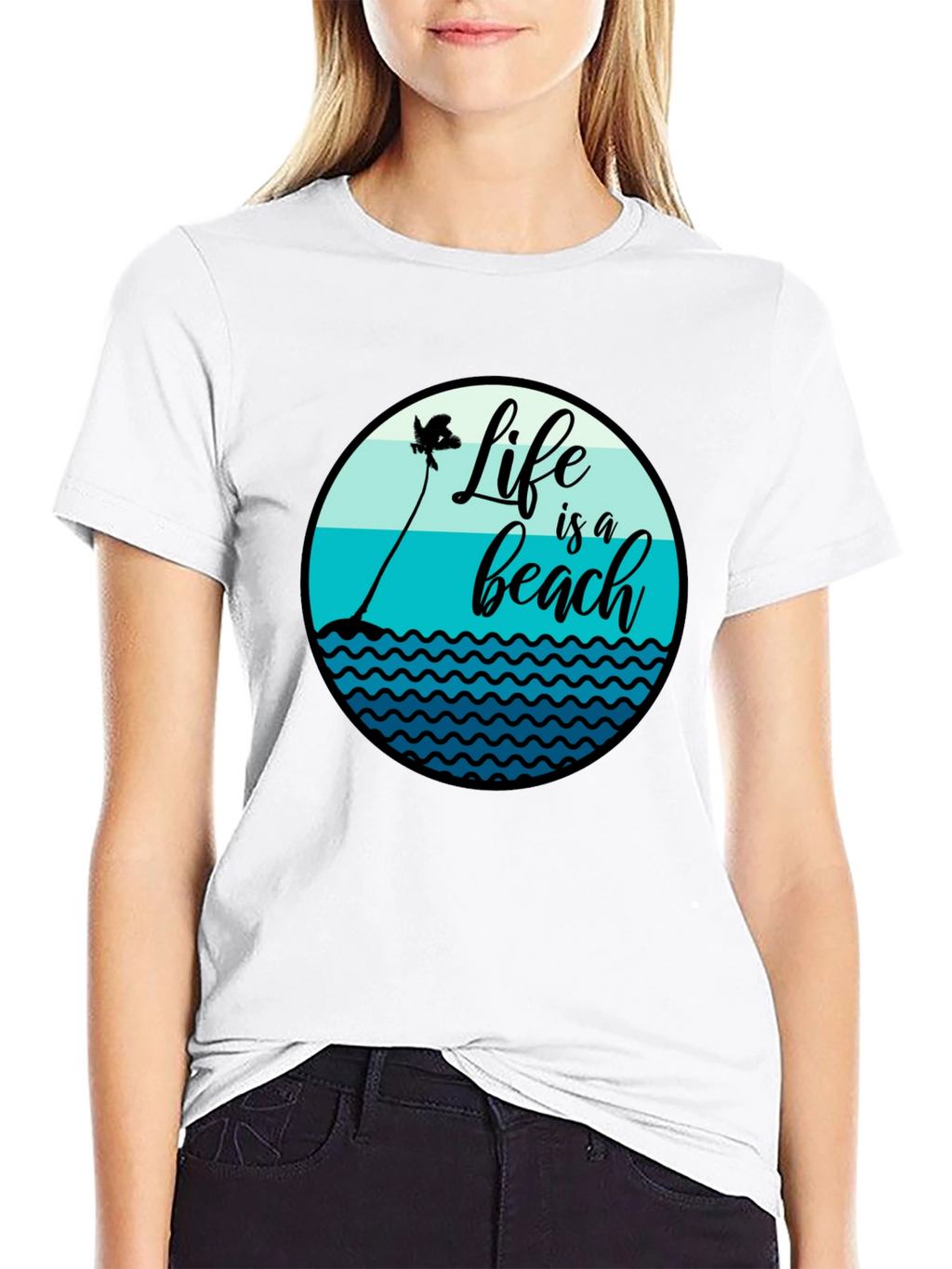 Life is a Beach T-Shirt - Black Cotton Tee