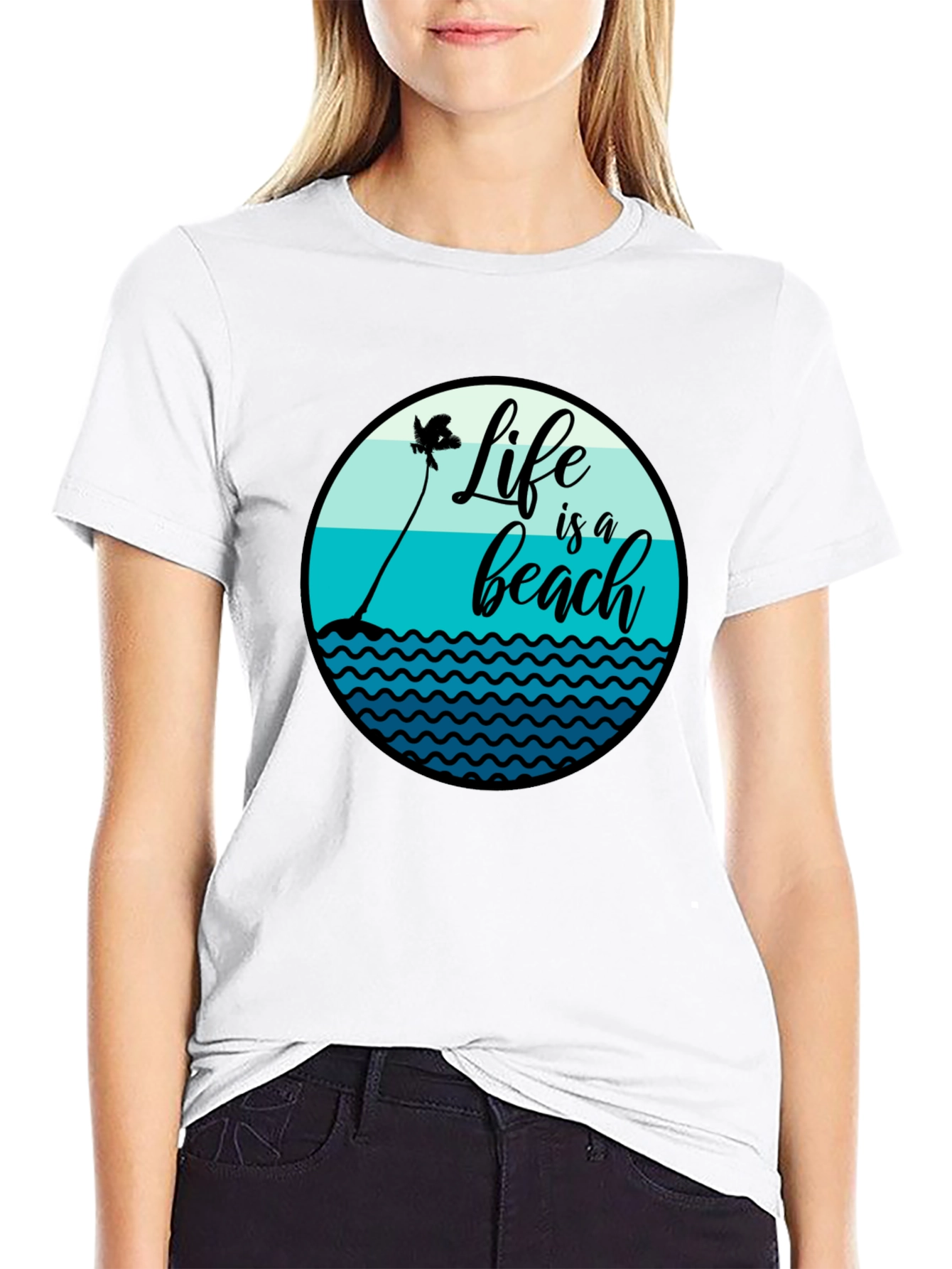 Life is a Beach T-Shirt - Black Cotton Tee