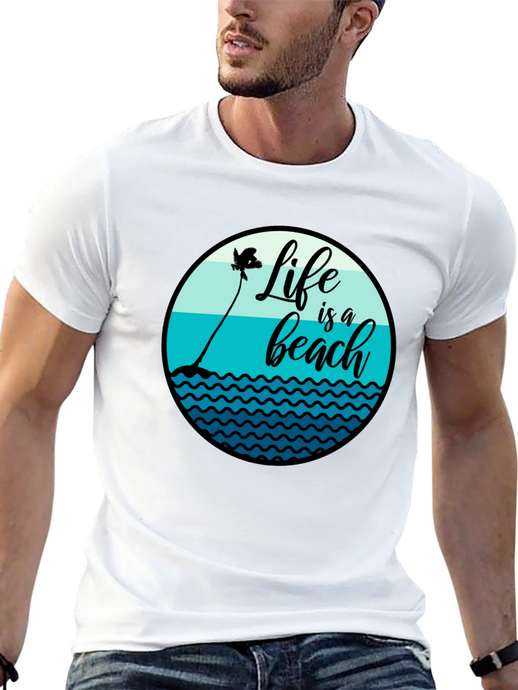 Life is a Beach T-Shirt - Black Cotton Tee