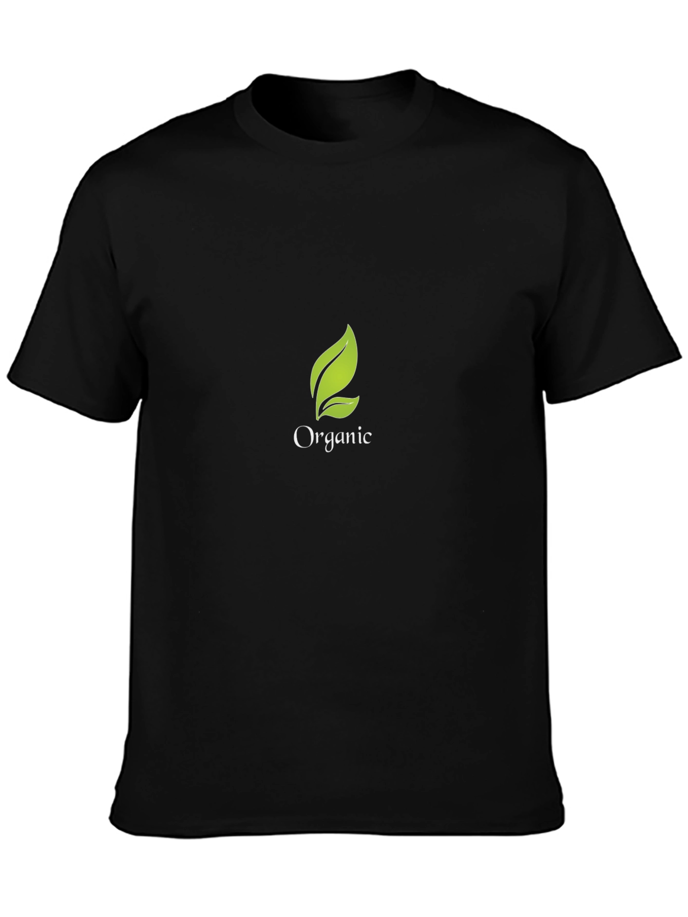 Organic Leaf Black T-Shirt - Eco-Friendly Style