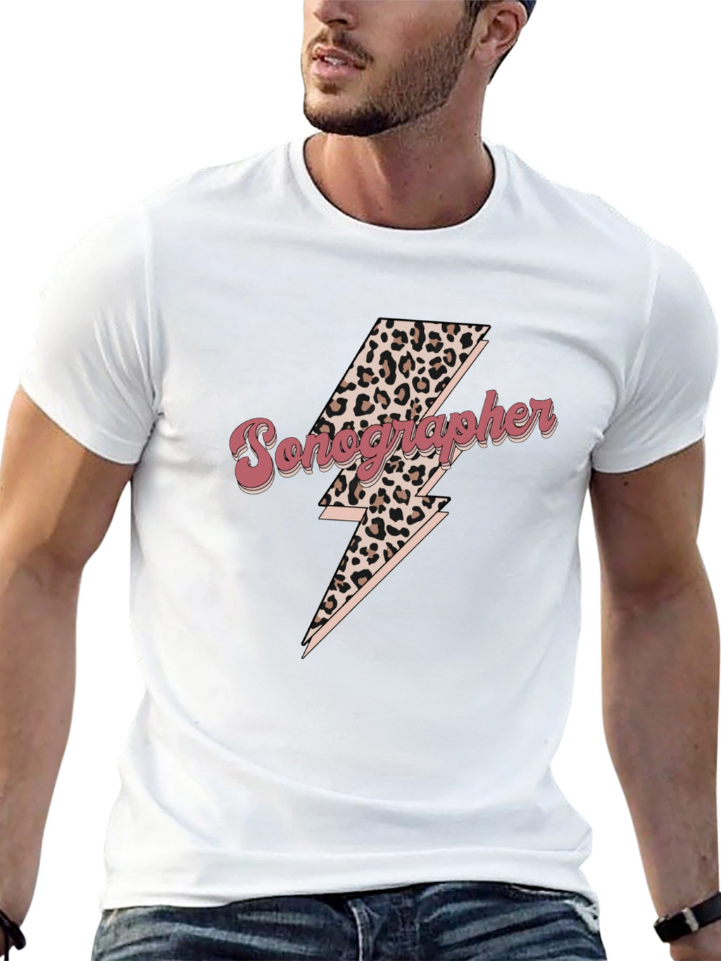 Sonographer Leopard Lightning Bolt T-Shirt