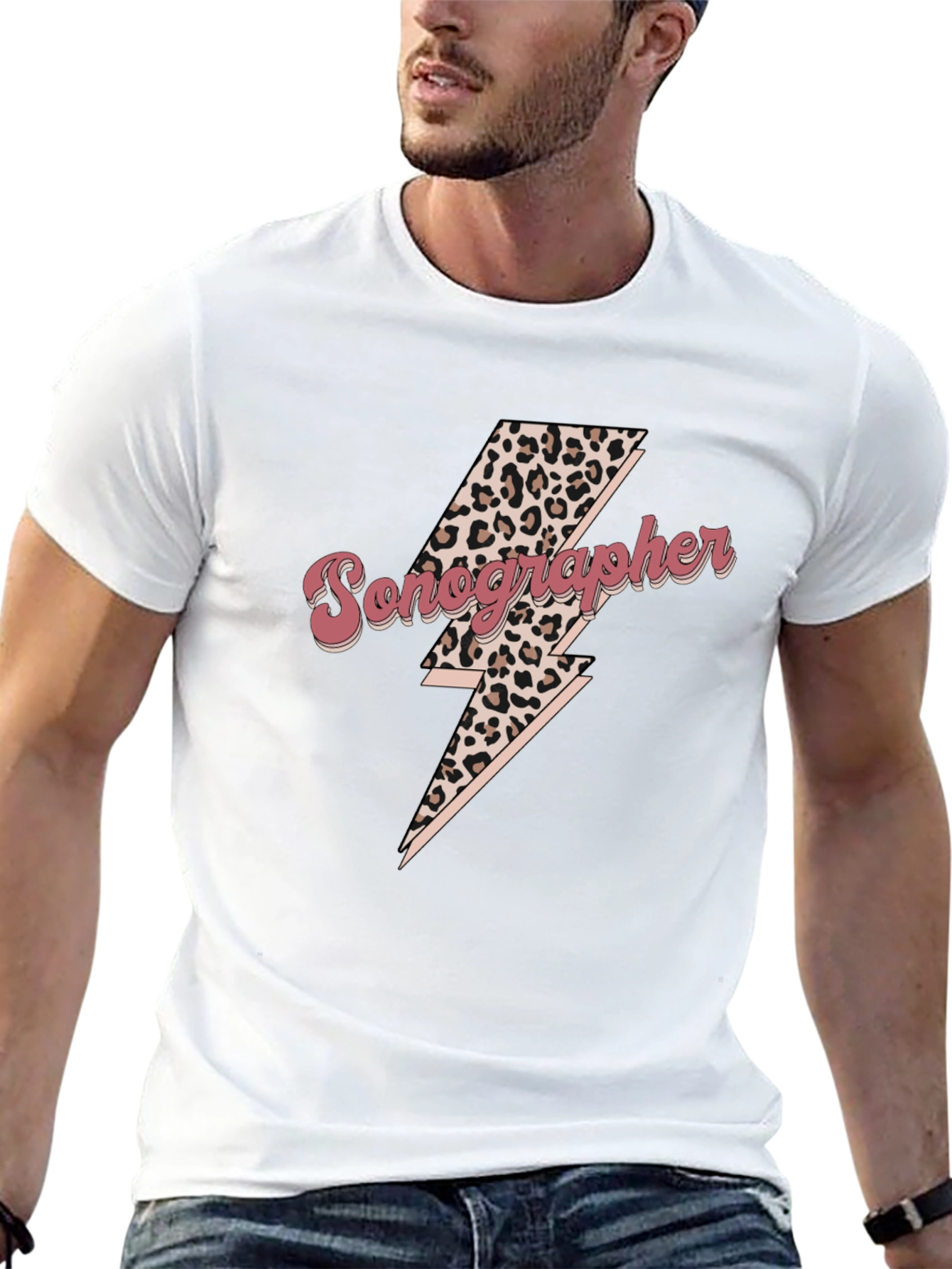 Sonographer Leopard Lightning Bolt T-Shirt