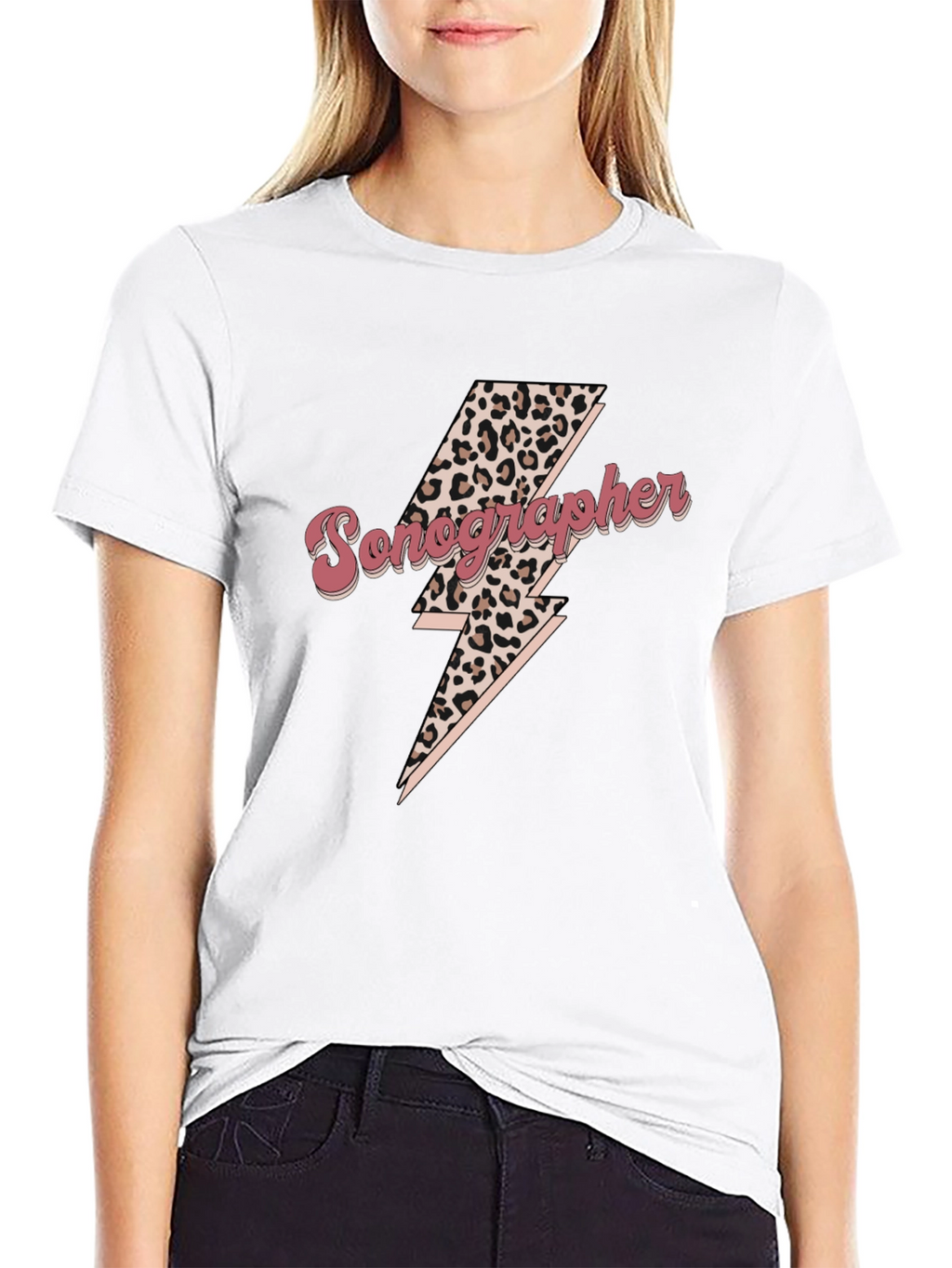 Sonographer Leopard Lightning Bolt T-Shirt
