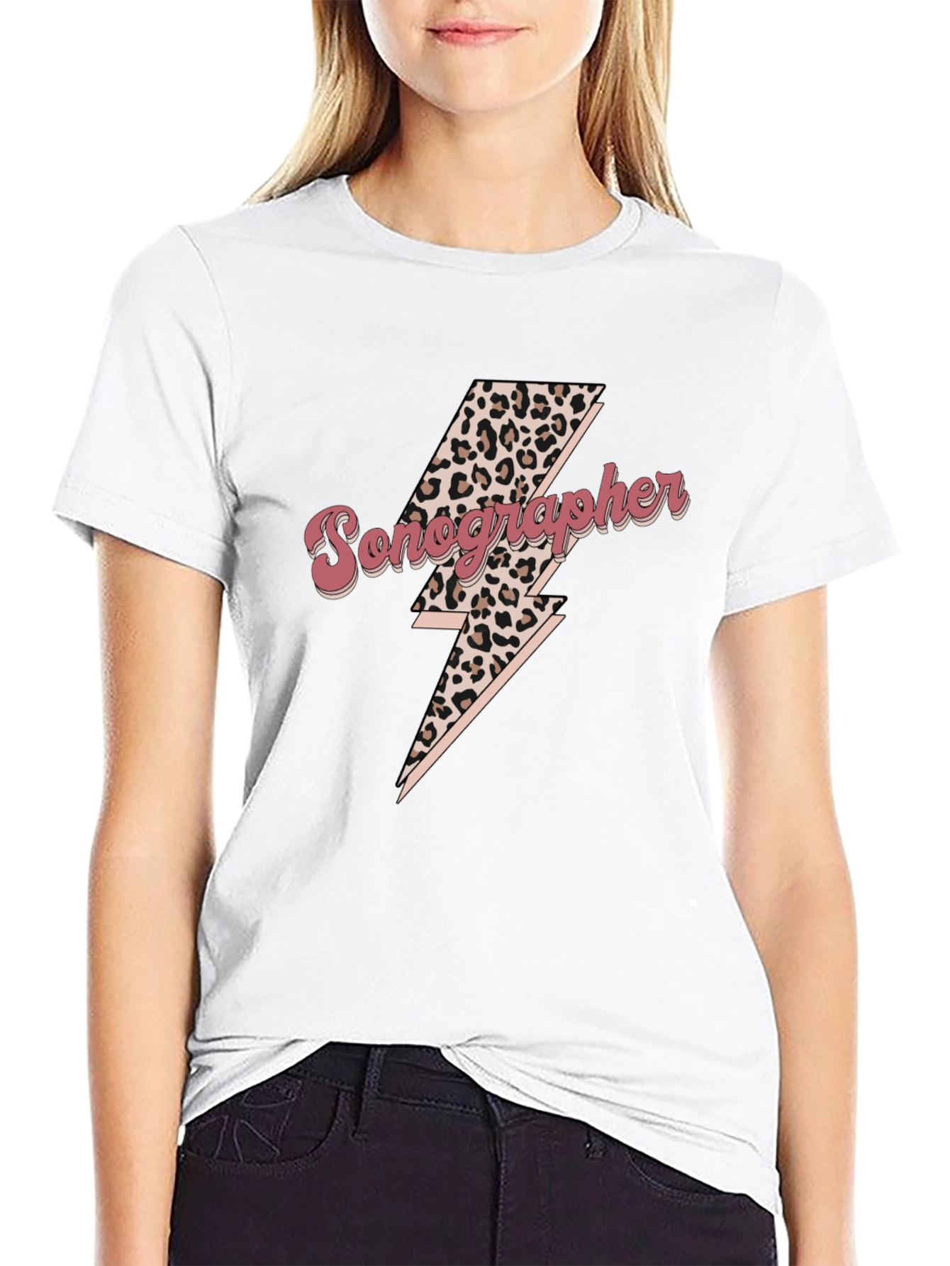 Sonographer Leopard Lightning Bolt T-Shirt