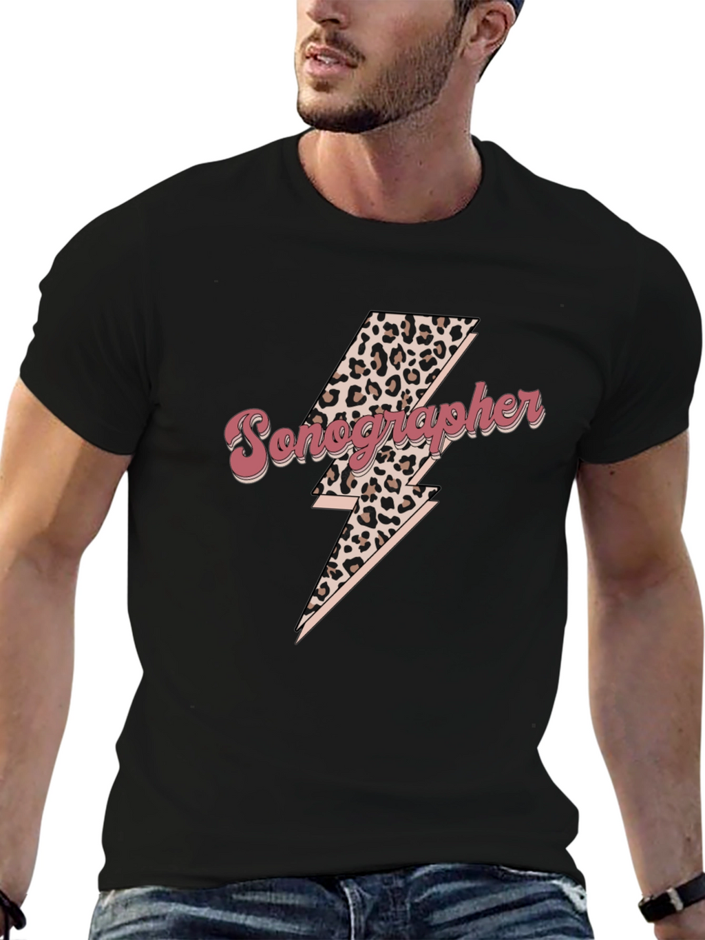 Sonographer Leopard Lightning Bolt T-Shirt