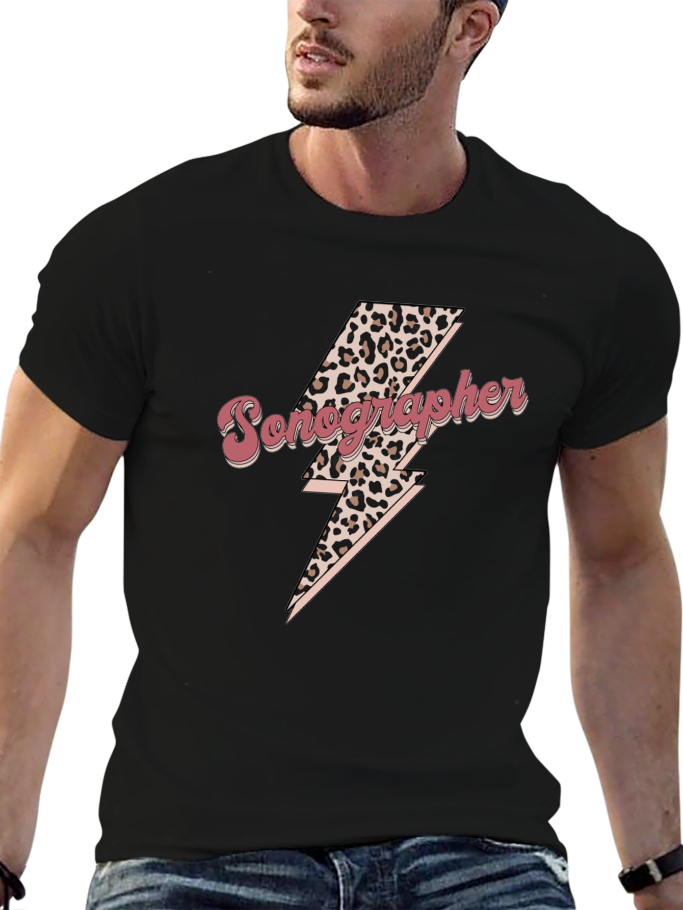 Sonographer Leopard Lightning Bolt T-Shirt