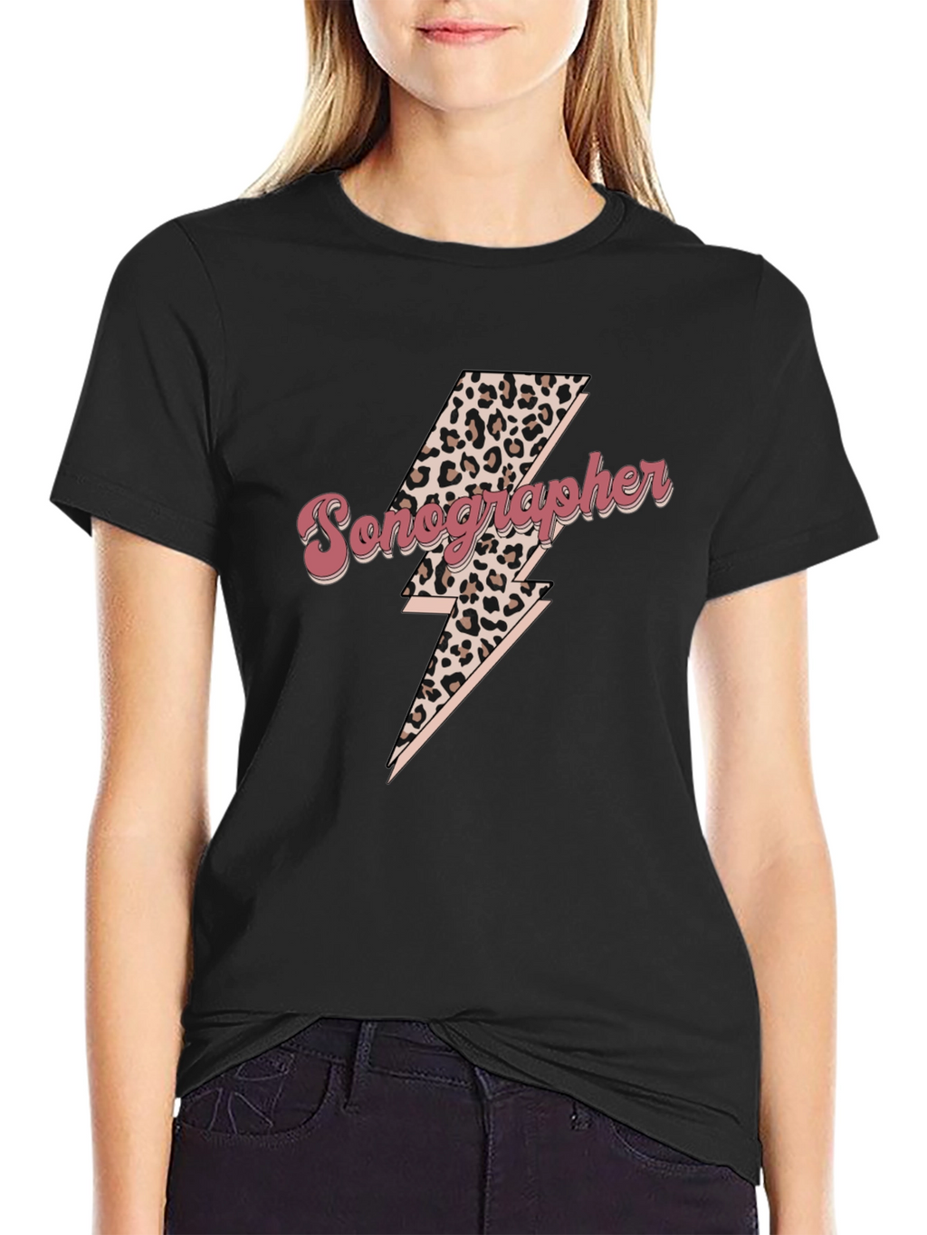 Sonographer Leopard Lightning Bolt T-Shirt