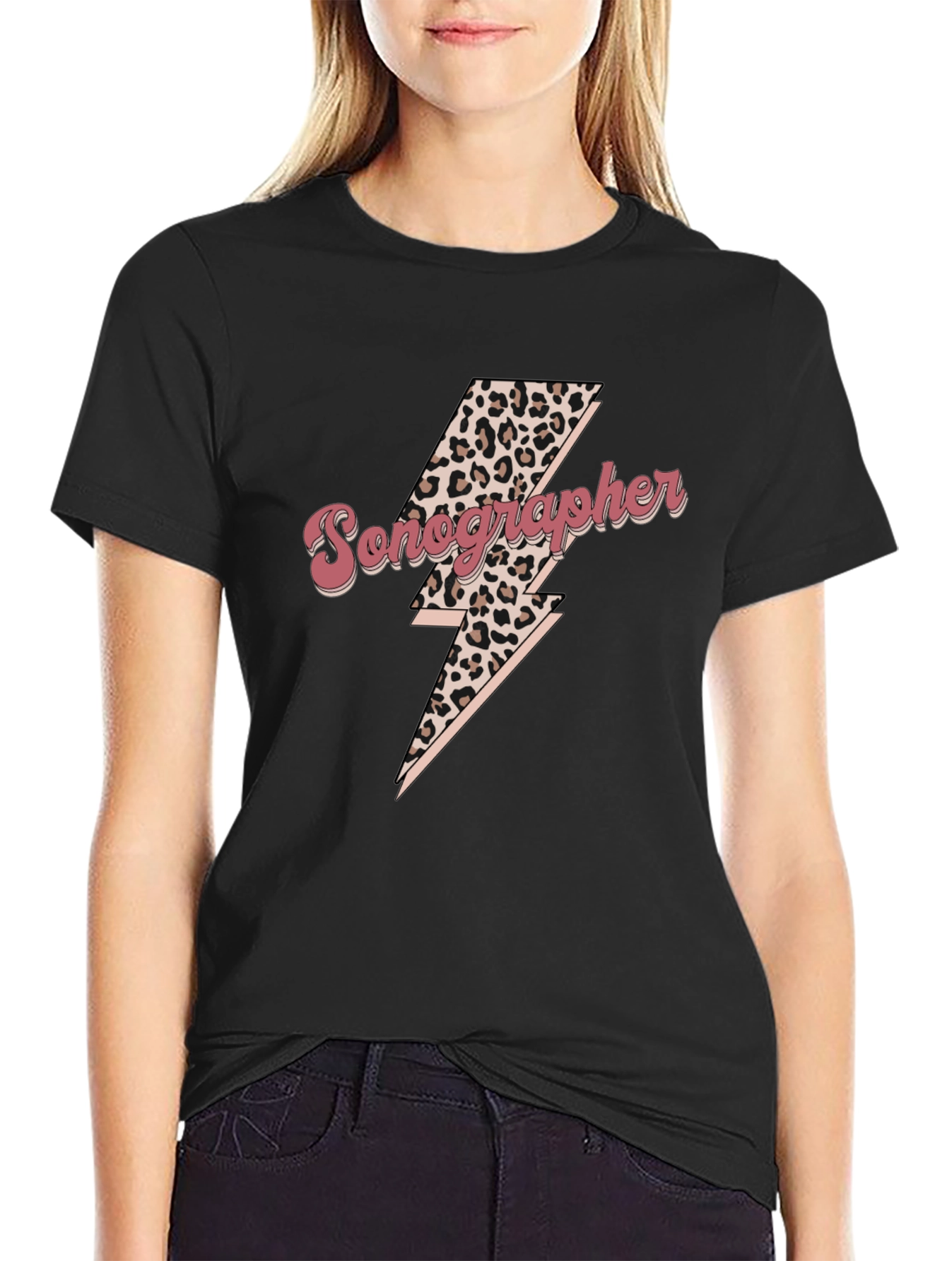 Sonographer Leopard Lightning Bolt T-Shirt