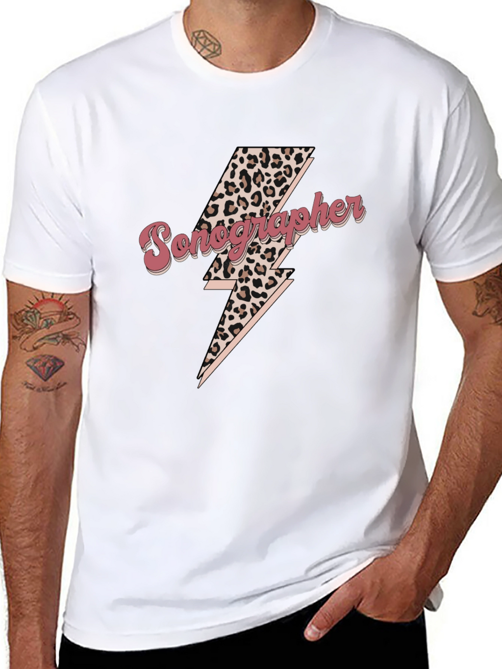 Sonographer Leopard Lightning Bolt T-Shirt